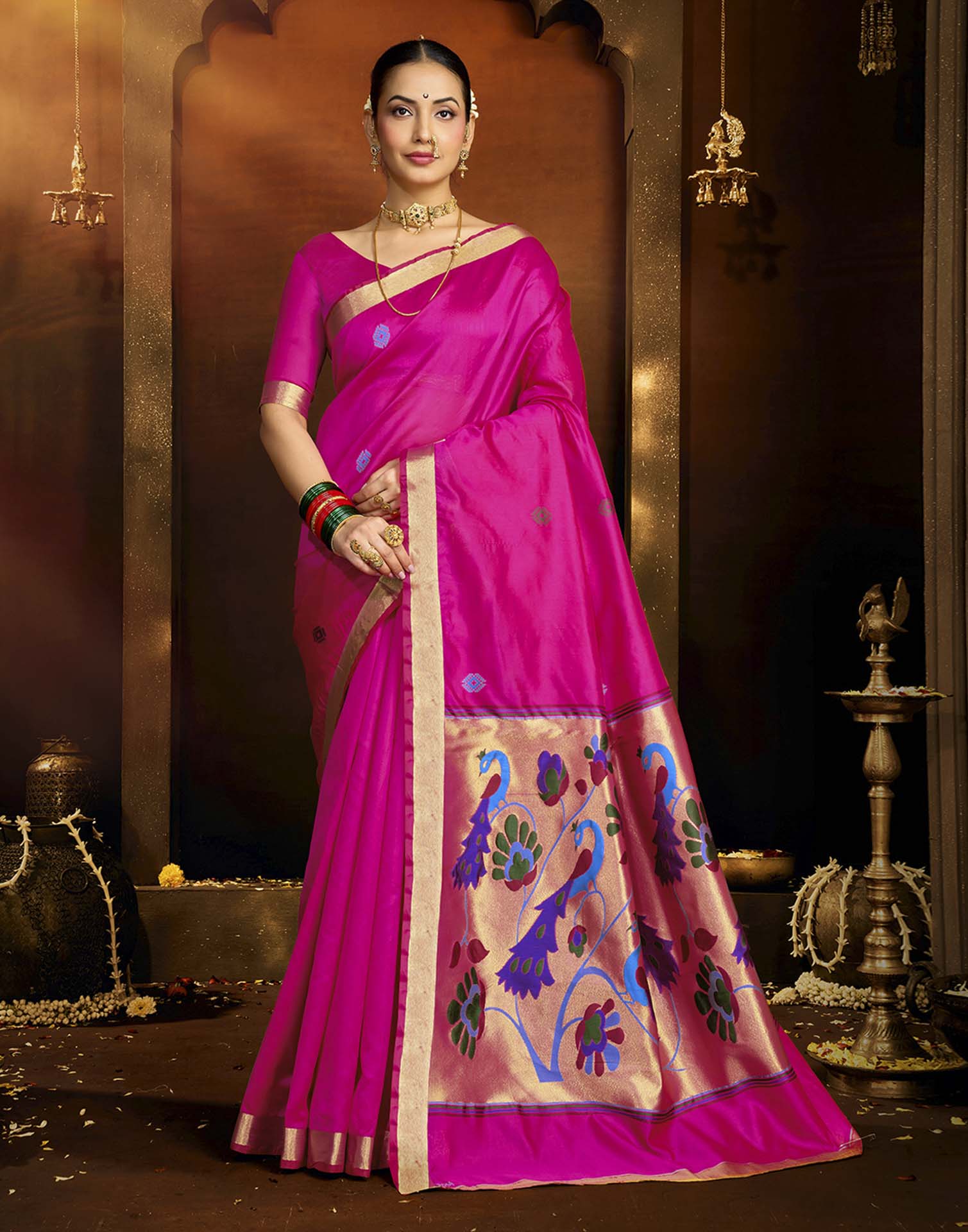Pink Silk Woven Paithani Saree