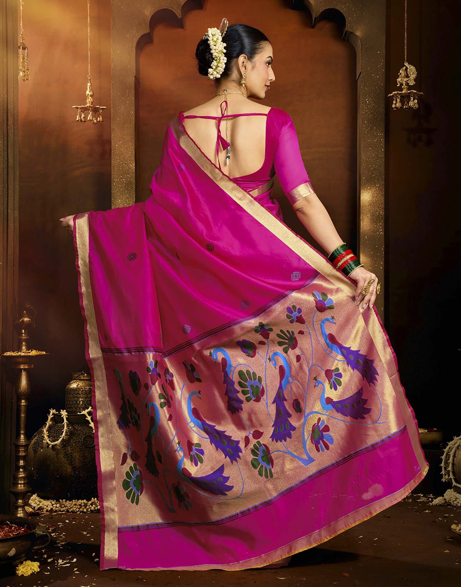 Pink Silk Woven Paithani Saree