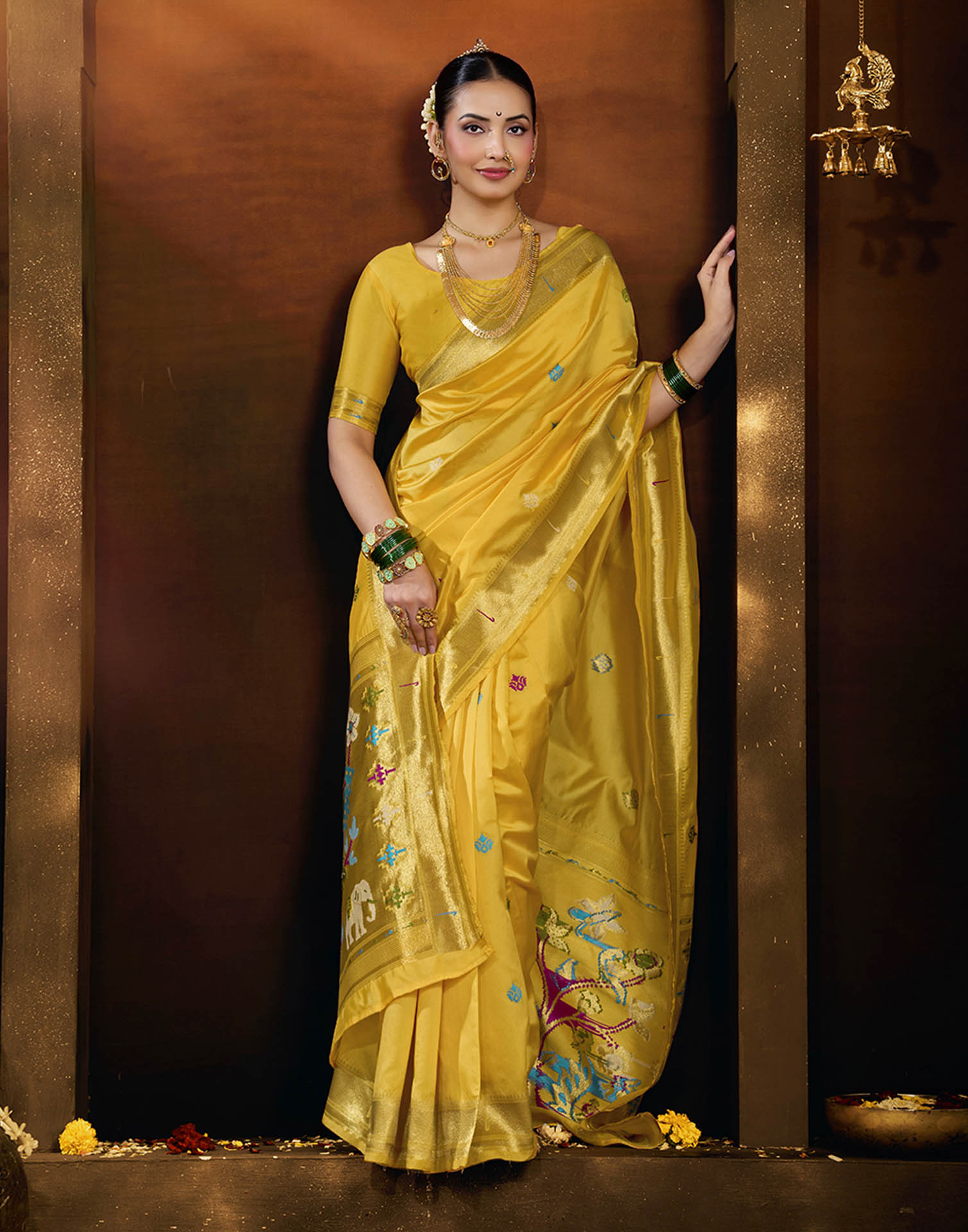 Yellow Silk Woven Paithani Saree