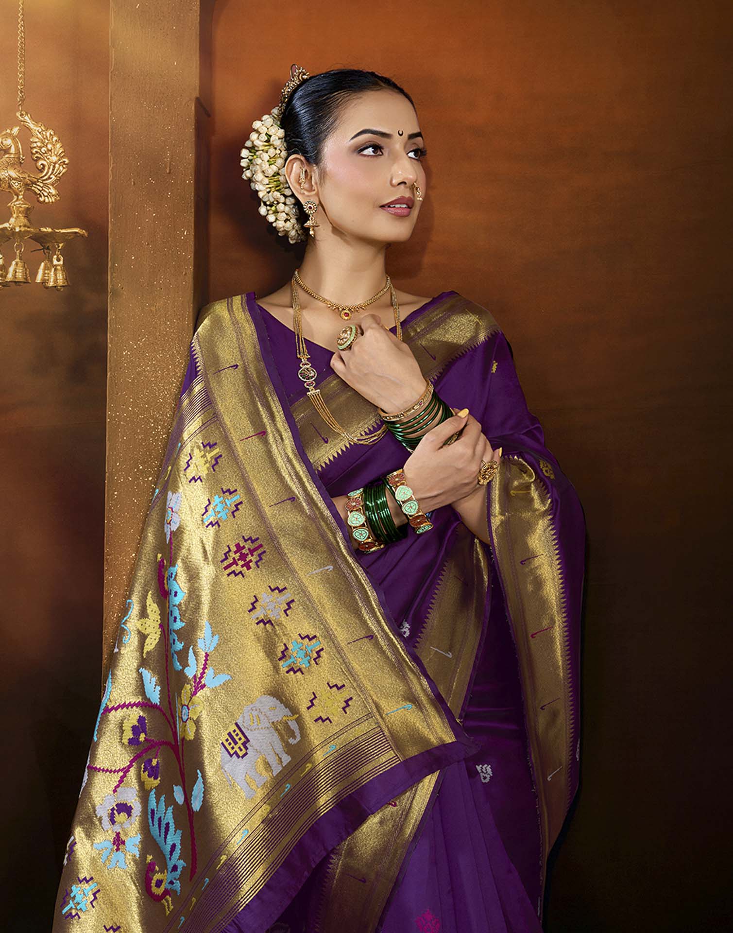 Purple Silk Woven Paithani Saree