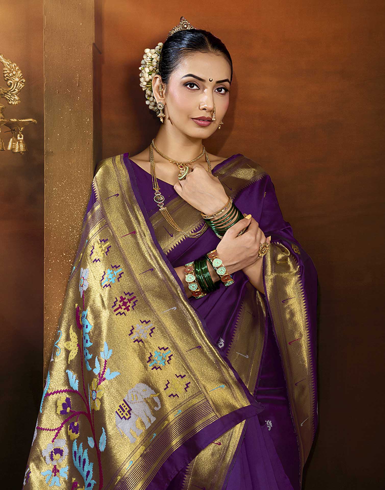 Purple Silk Woven Paithani Saree