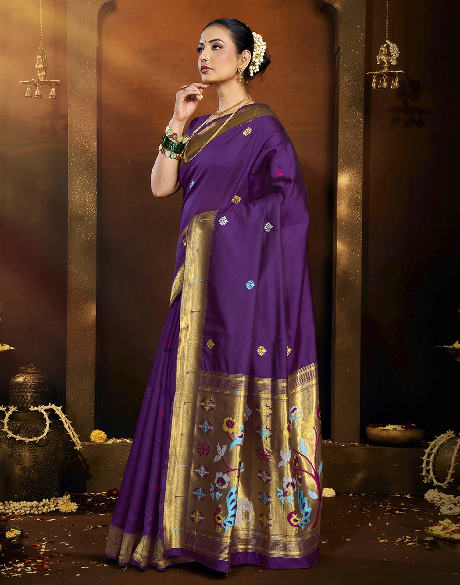 Purple Silk Woven Paithani Saree