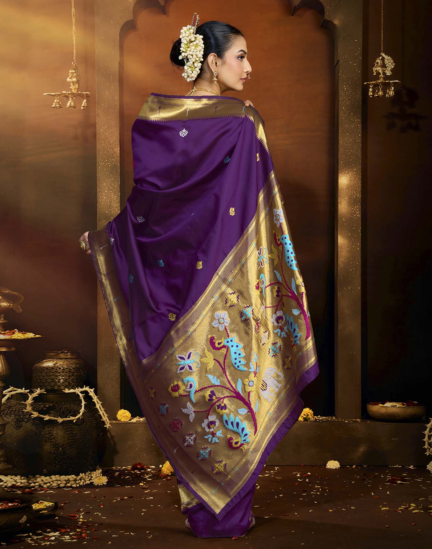 Purple Silk Woven Paithani Saree