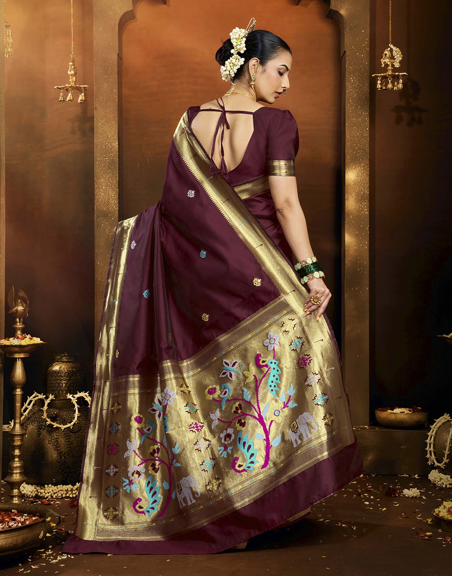Brown Silk Woven Paithani Saree