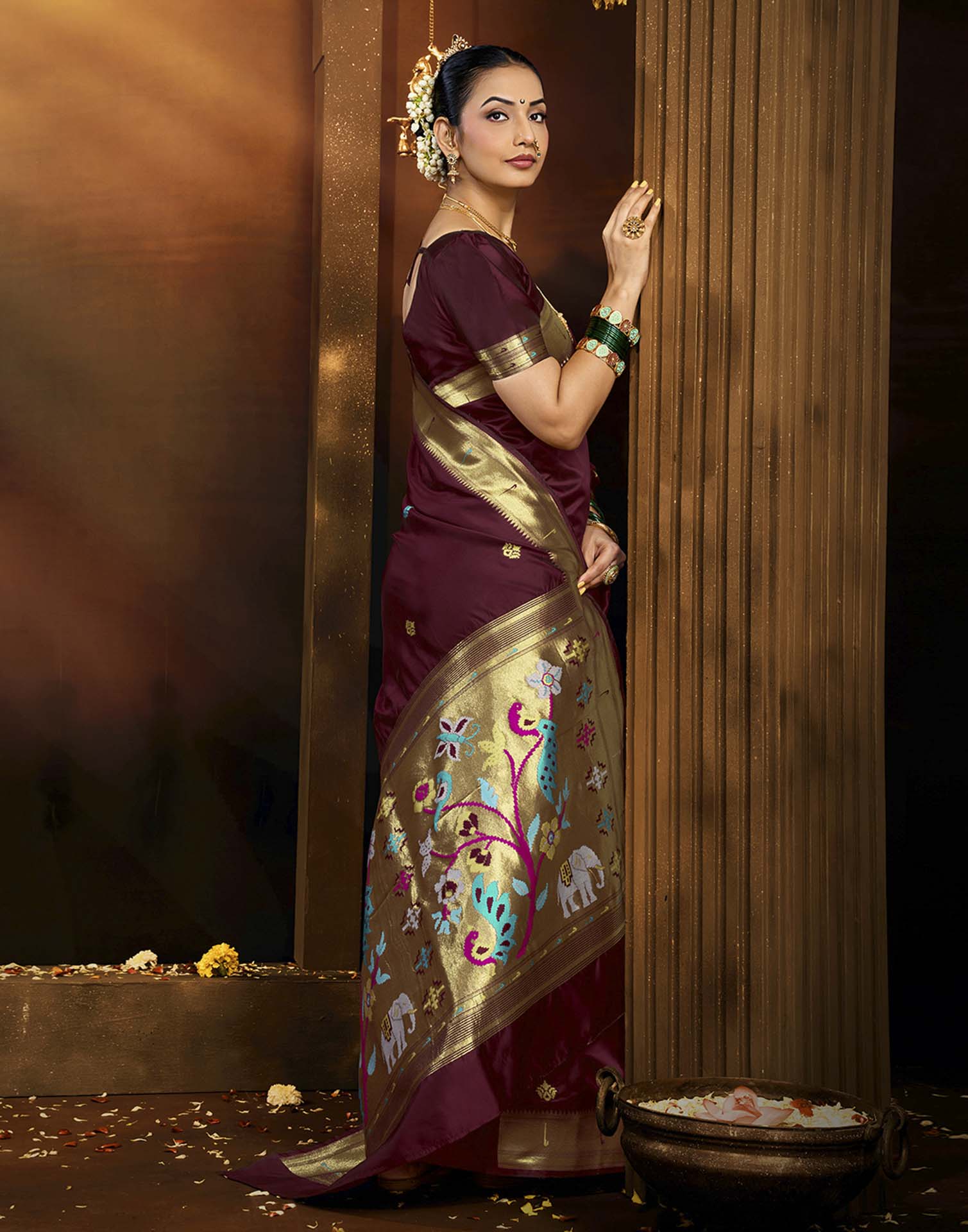 Brown Silk Woven Paithani Saree