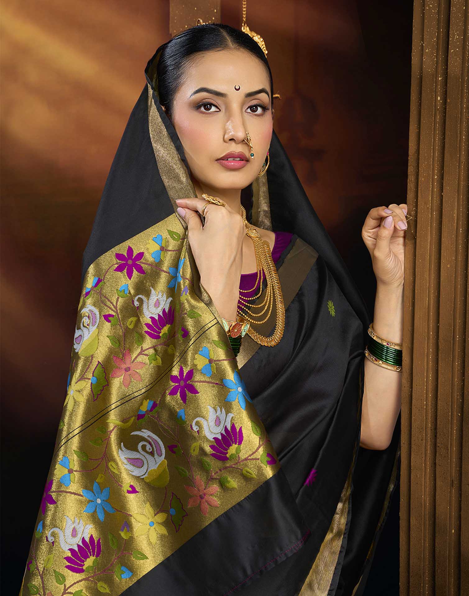 Black Silk Woven Paithani Saree