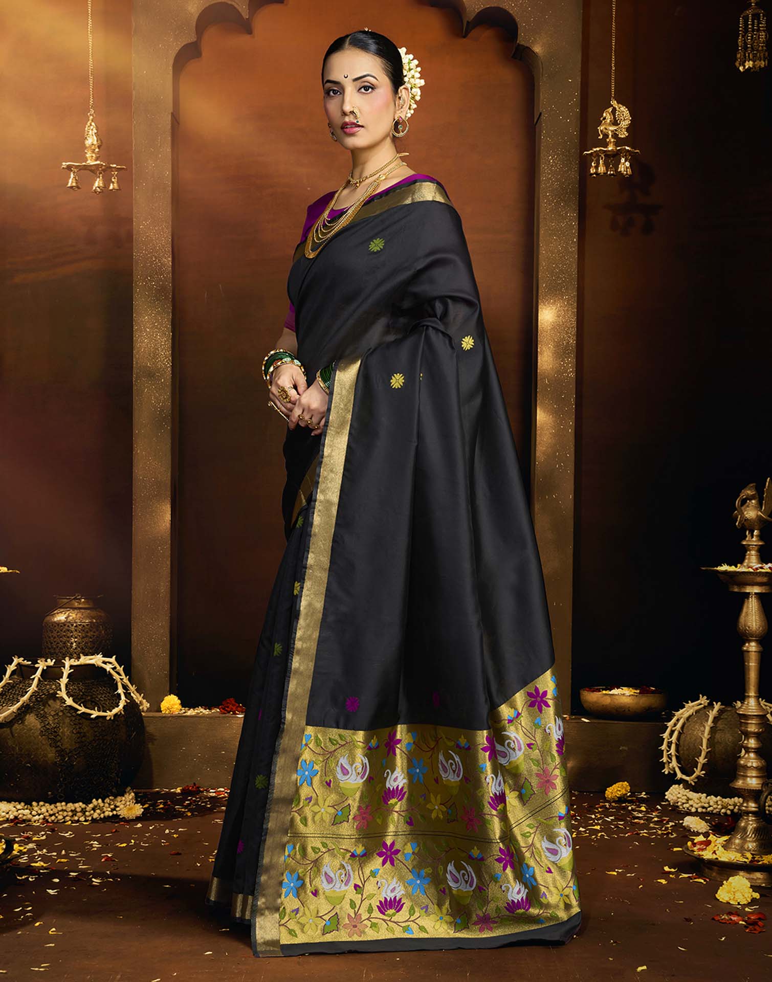 Black Silk Woven Paithani Saree