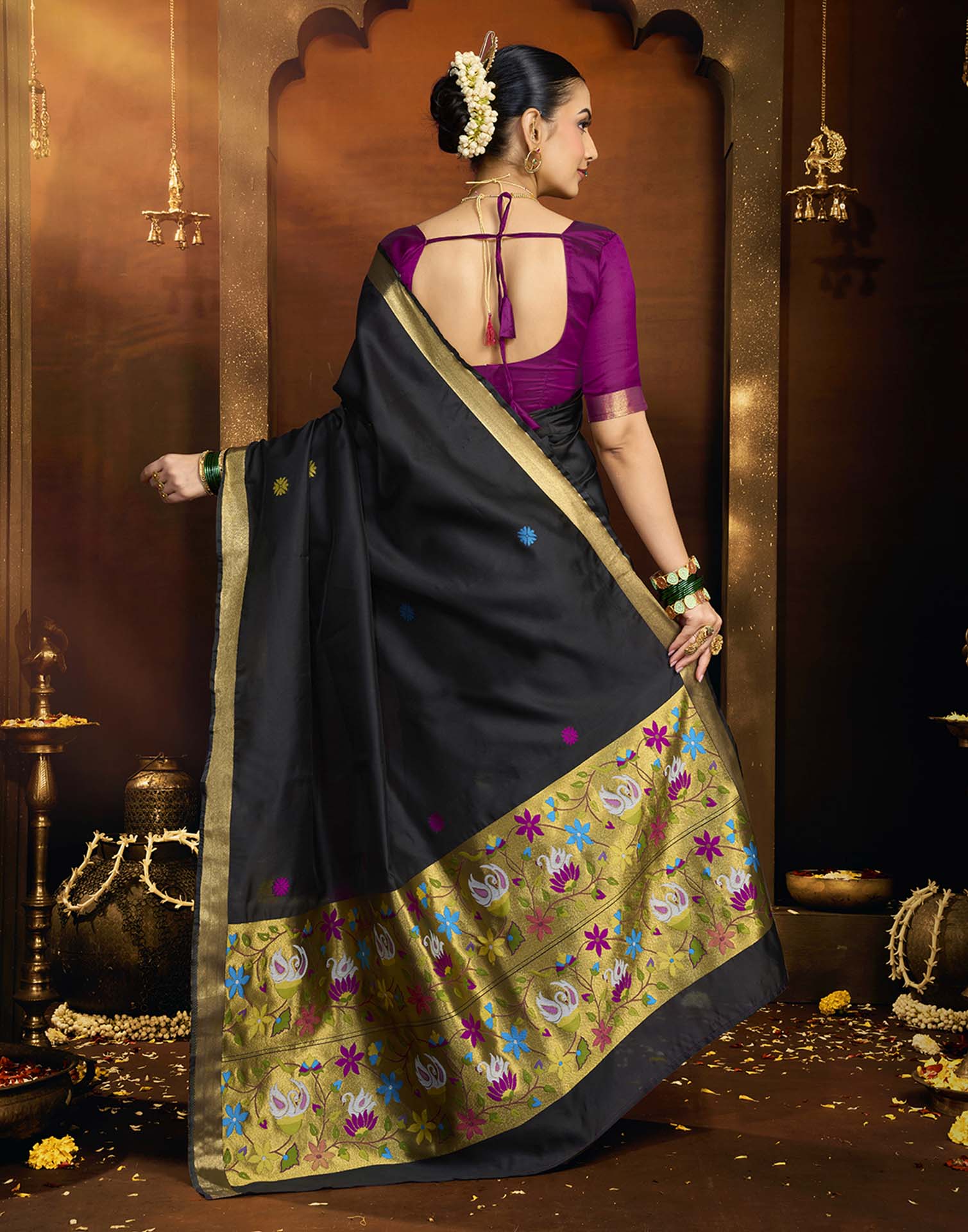 Black Silk Woven Paithani Saree