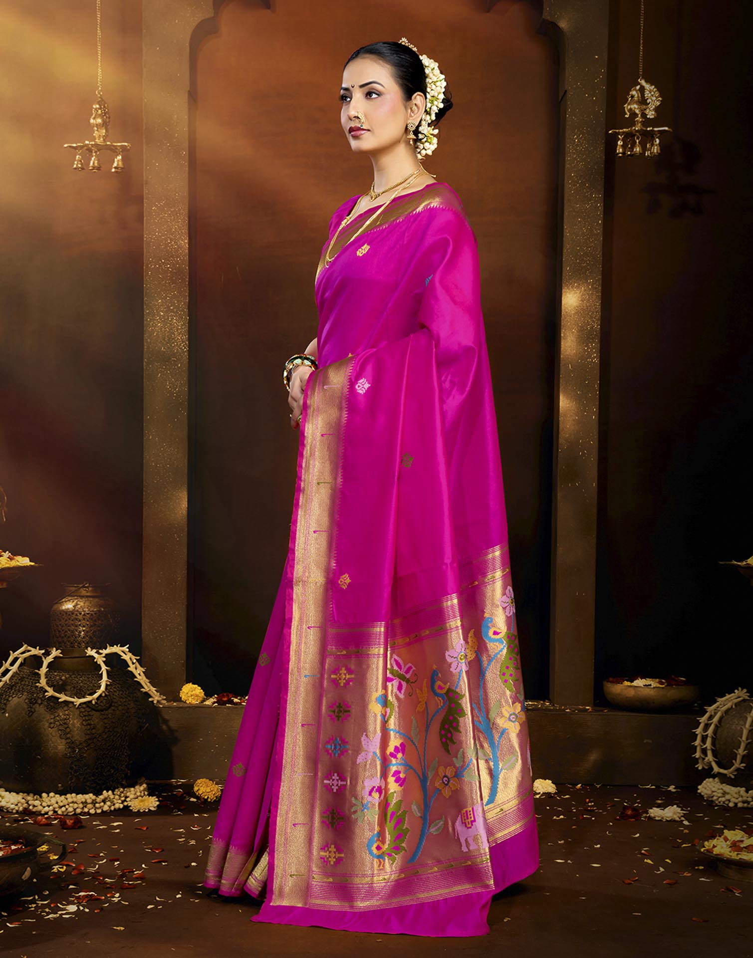 Pink Silk Woven Paithani Saree