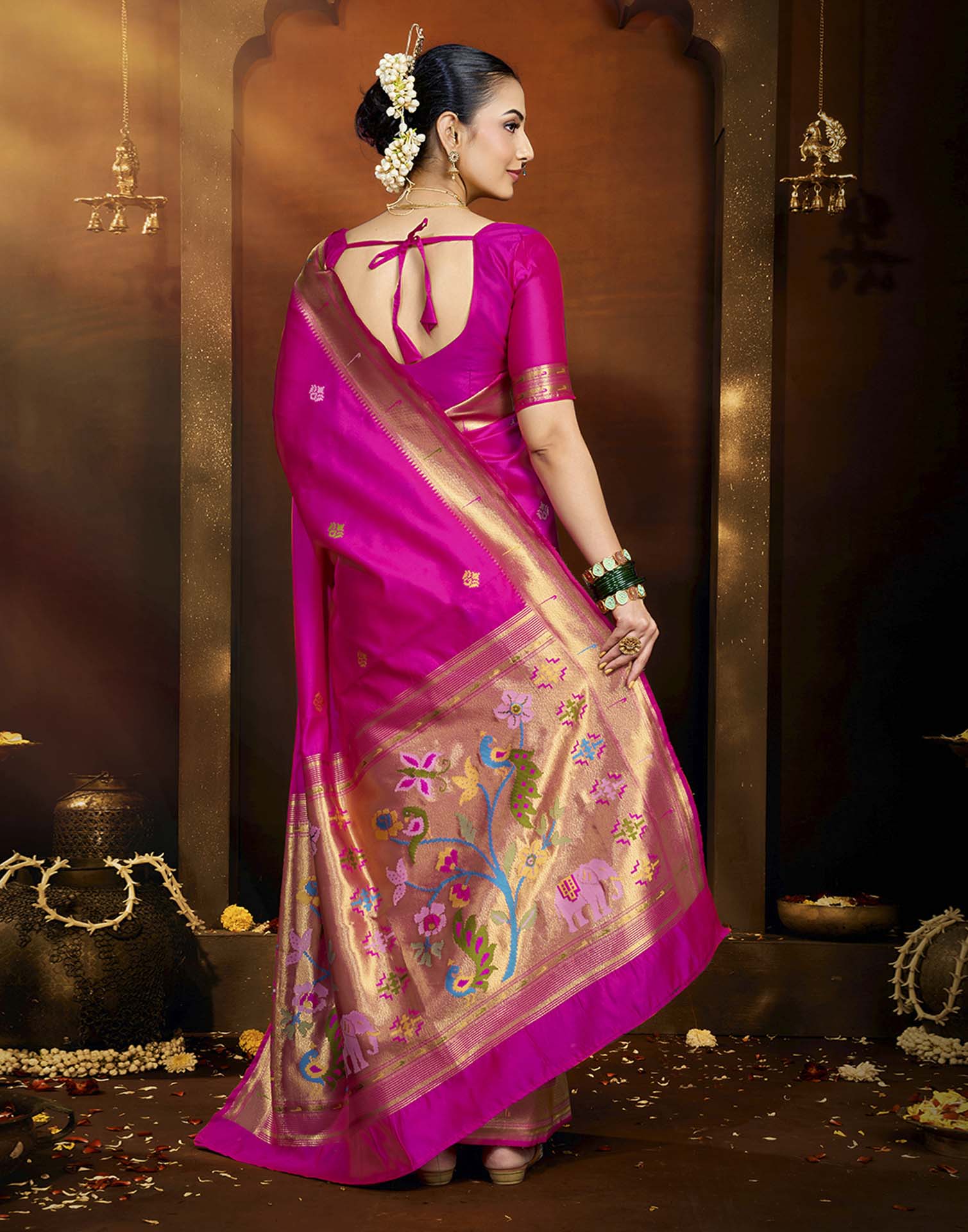Pink Silk Woven Paithani Saree
