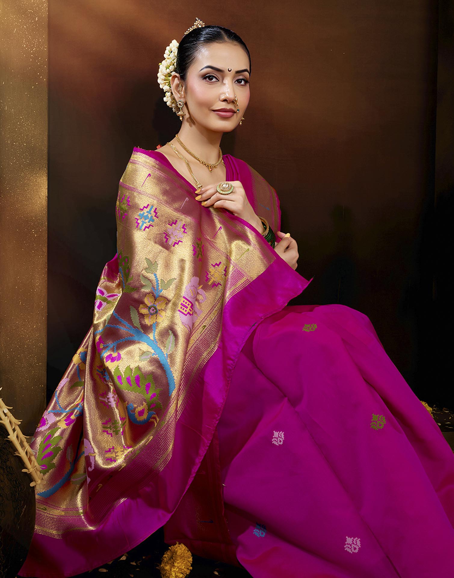 Pink Silk Woven Paithani Saree