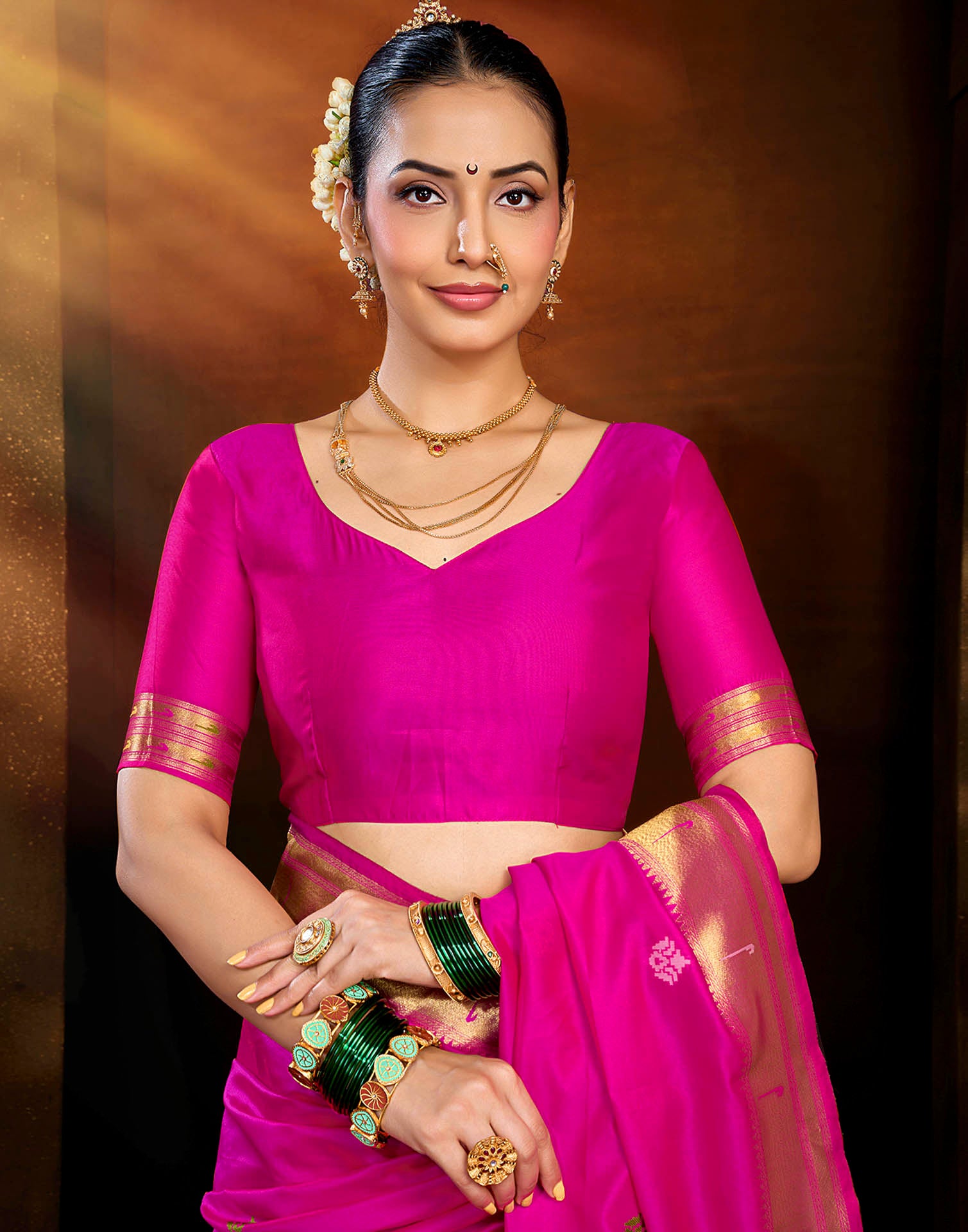 Pink Silk Woven Paithani Saree