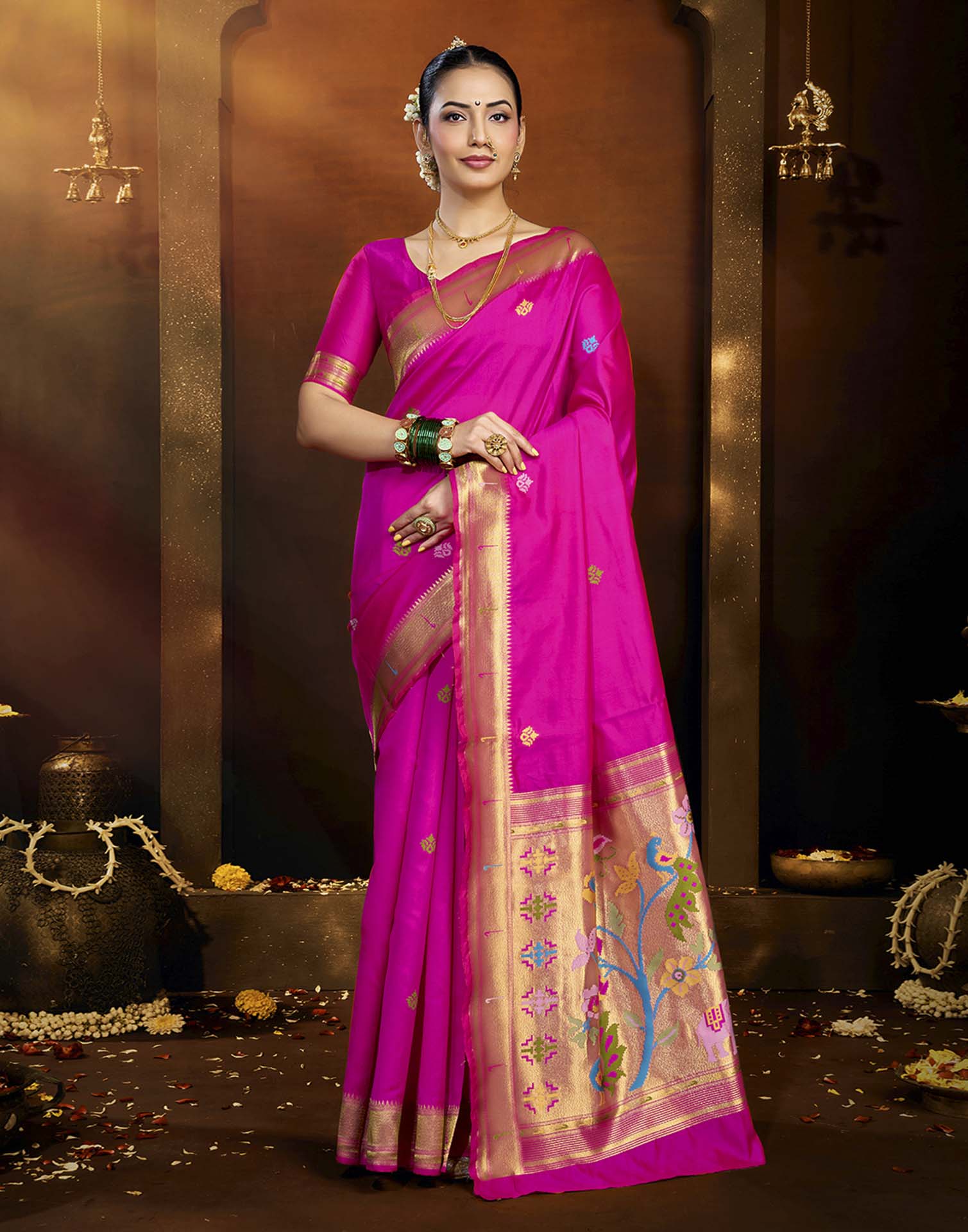 Pink Silk Woven Paithani Saree