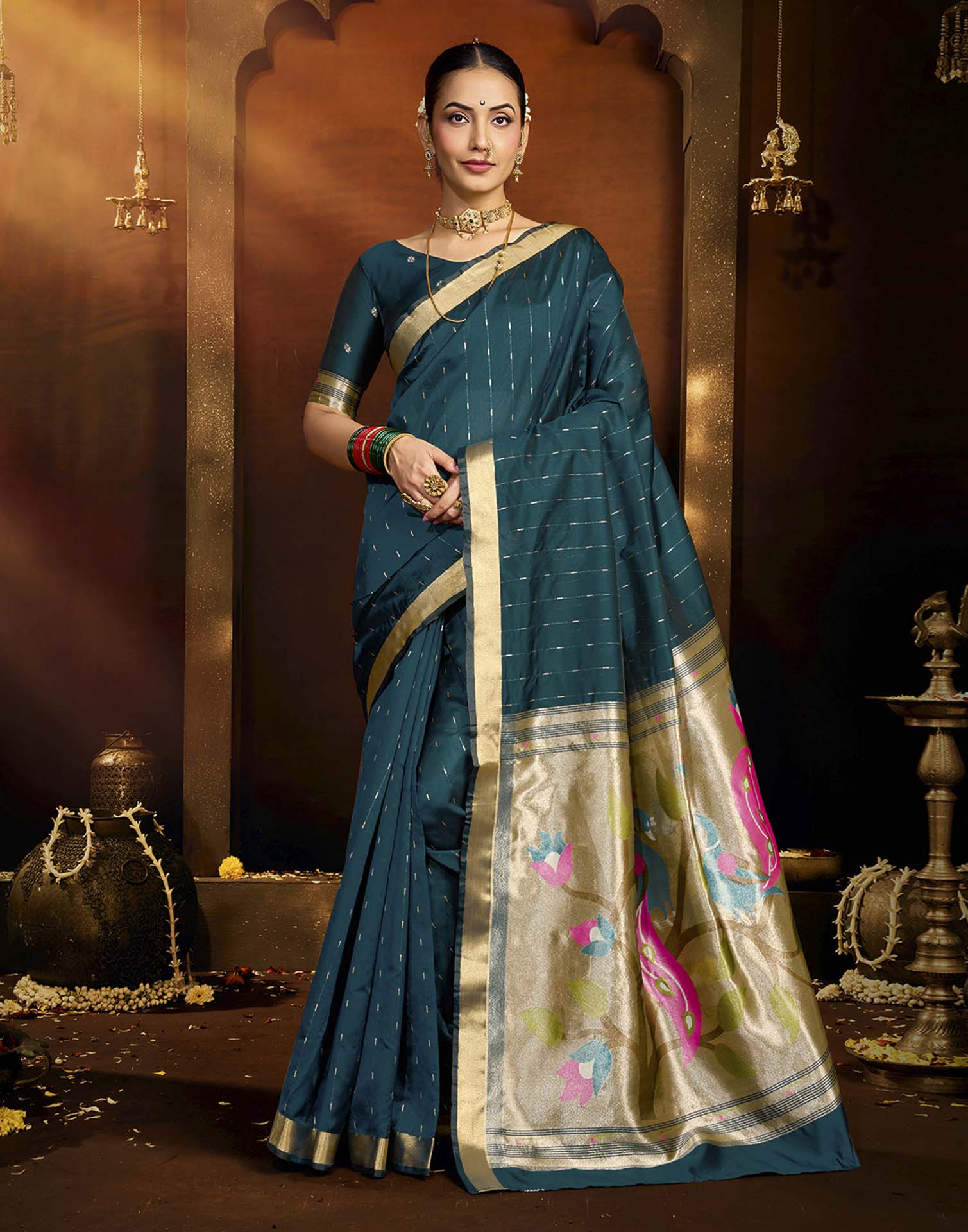 Blue Silk Woven Paithani Saree