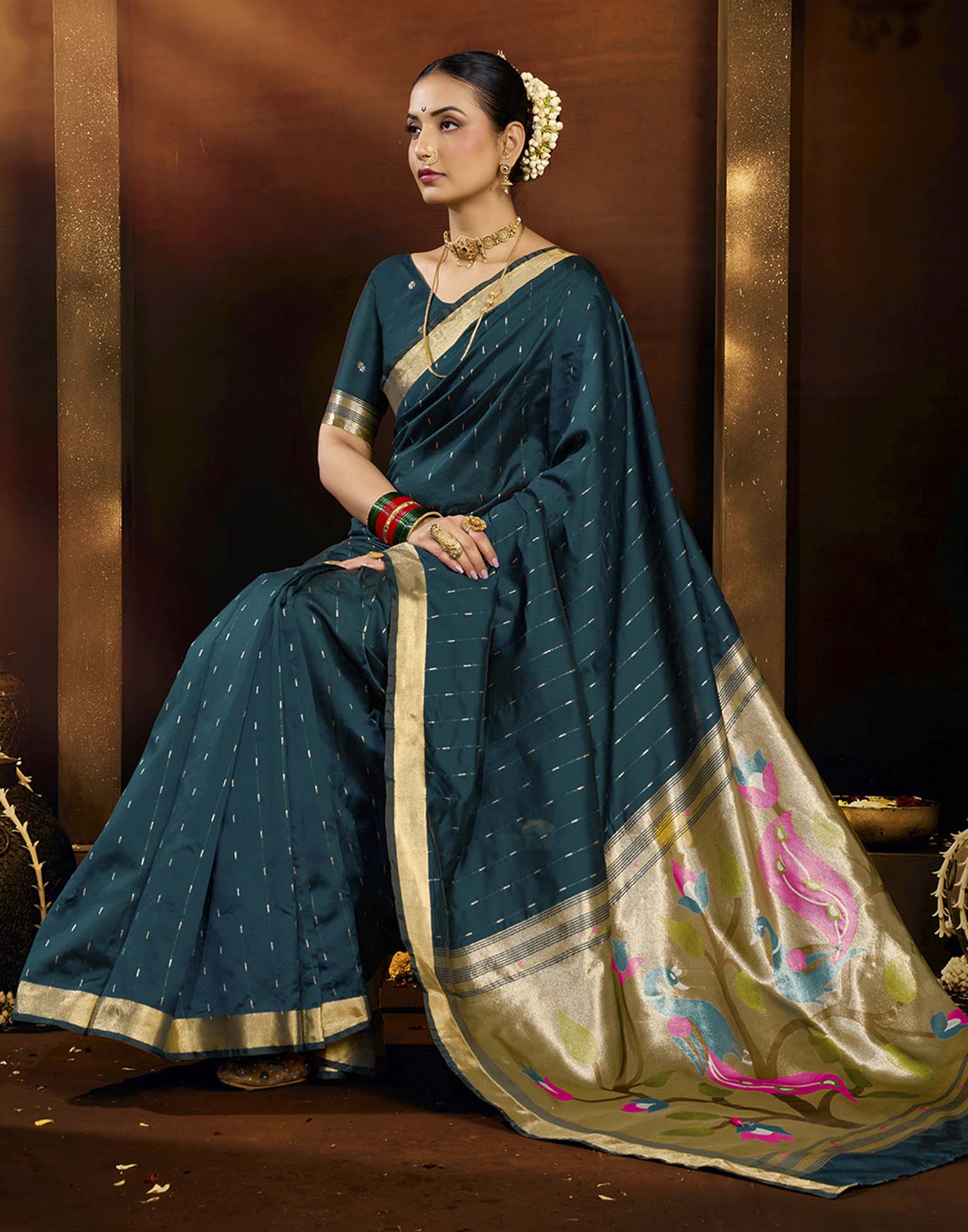 Blue Silk Woven Paithani Saree