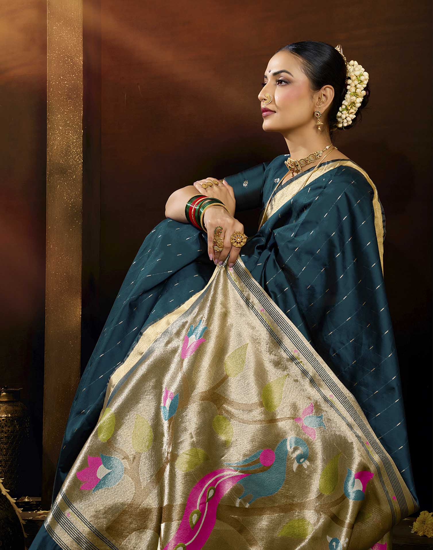 Blue Silk Woven Paithani Saree
