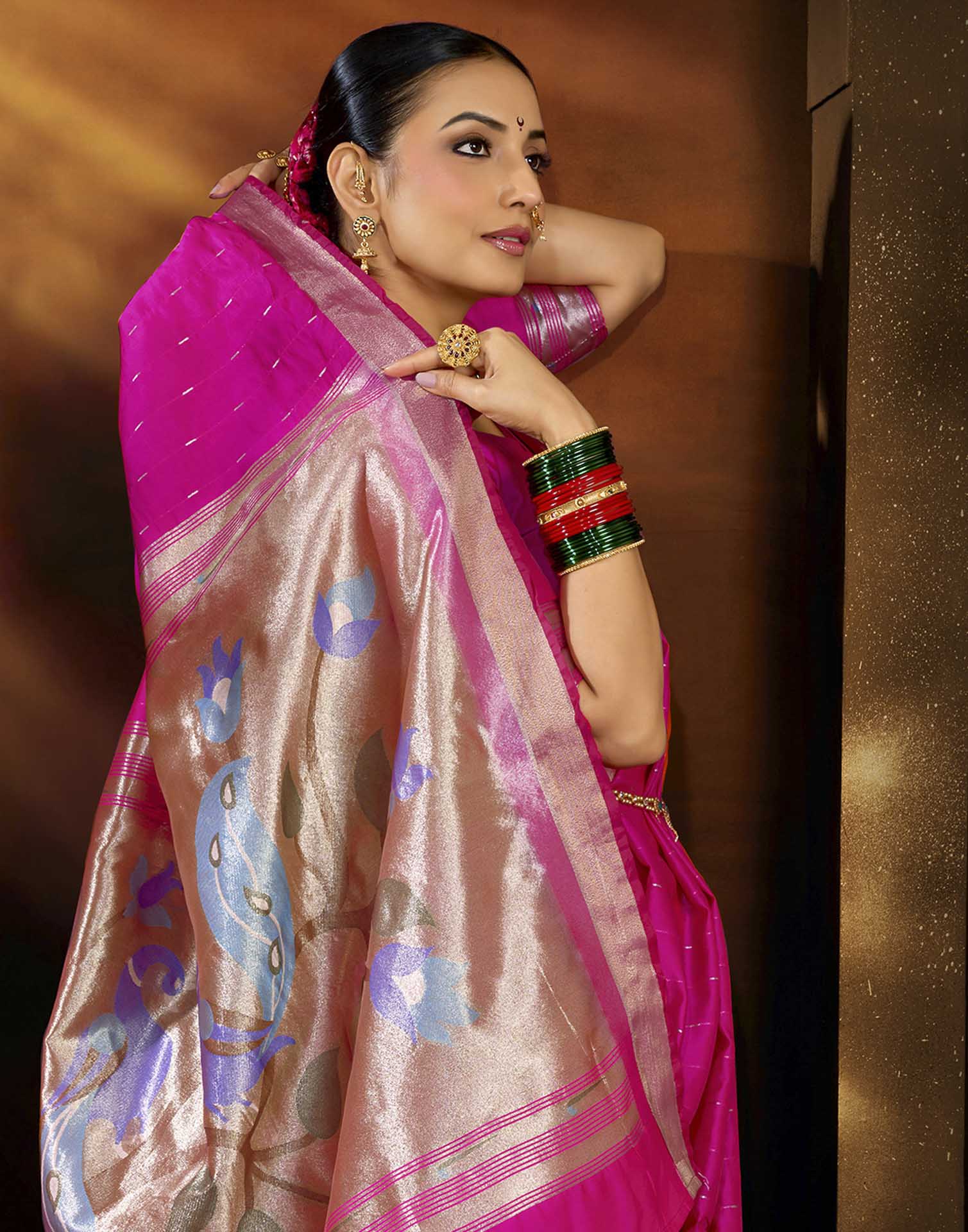 Pink Silk Woven Paithani Saree