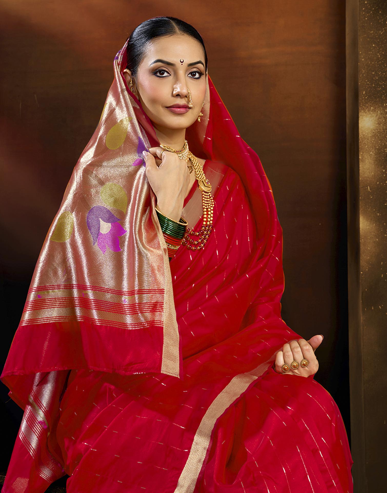 Red Silk Woven Paithani Saree