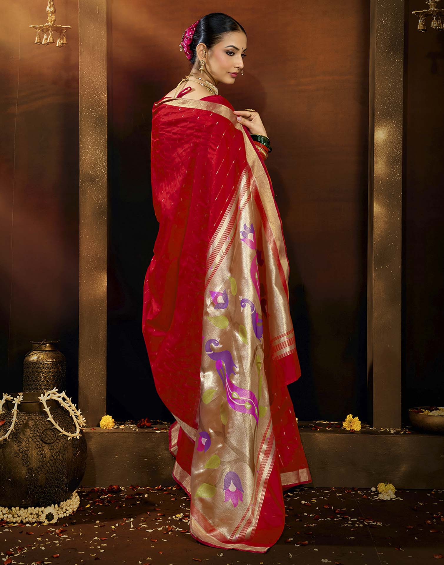 Red Silk Woven Paithani Saree
