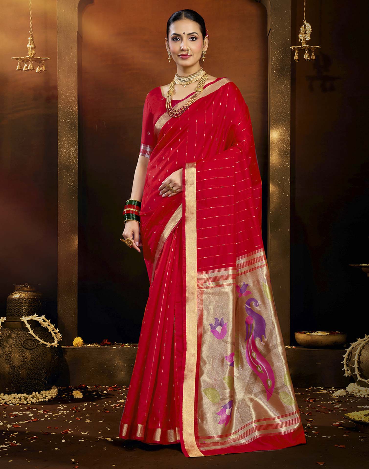 Red Silk Woven Paithani Saree