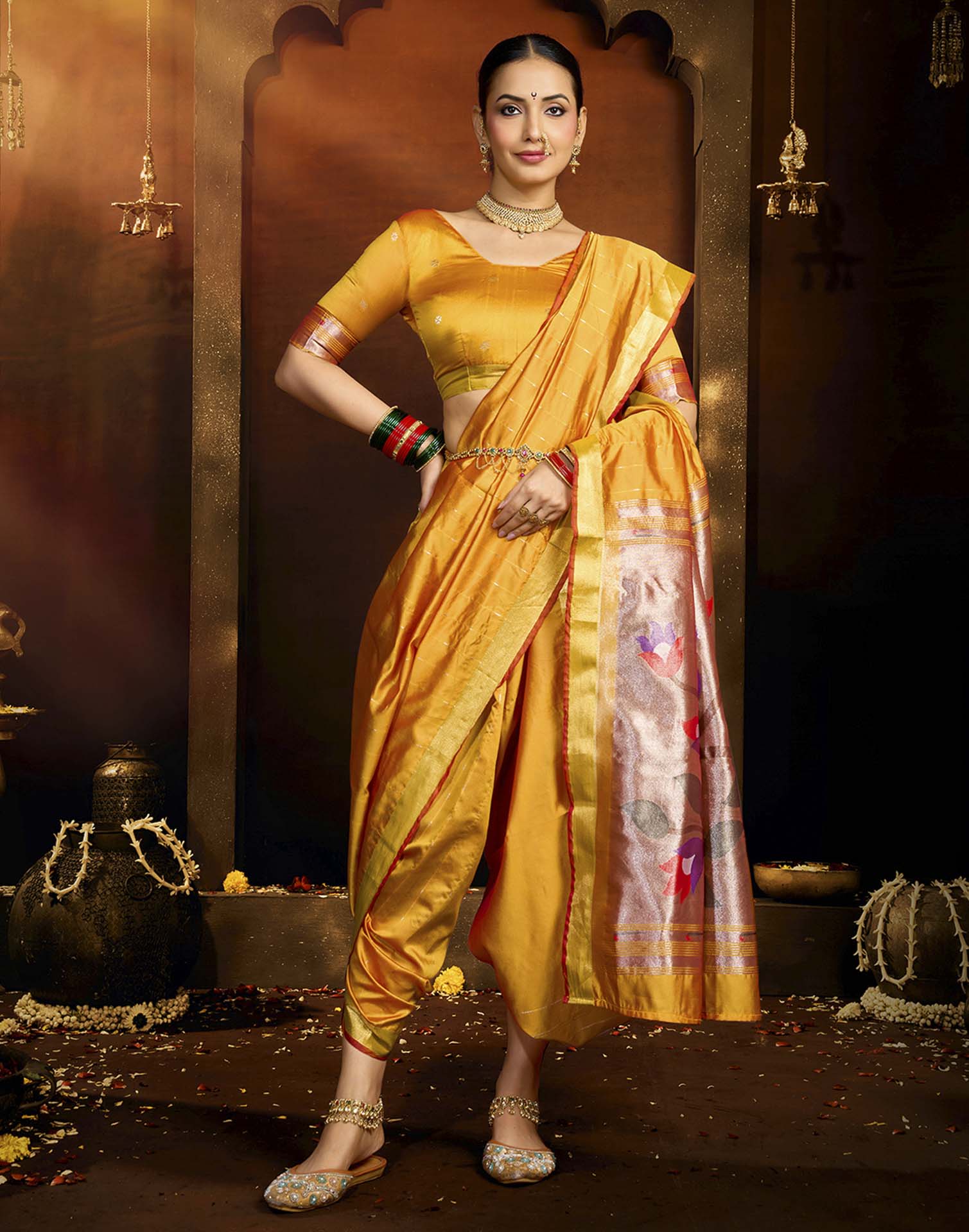 Yellow Silk Woven Paithani Saree