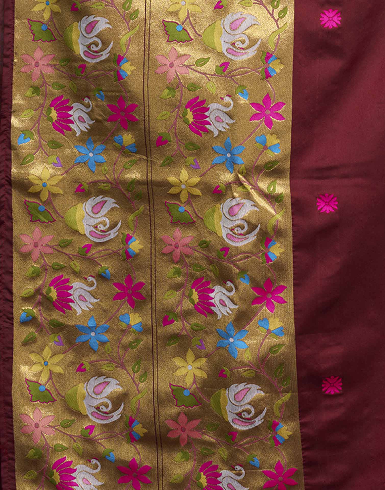 Maroon Silk Woven Paithani Saree