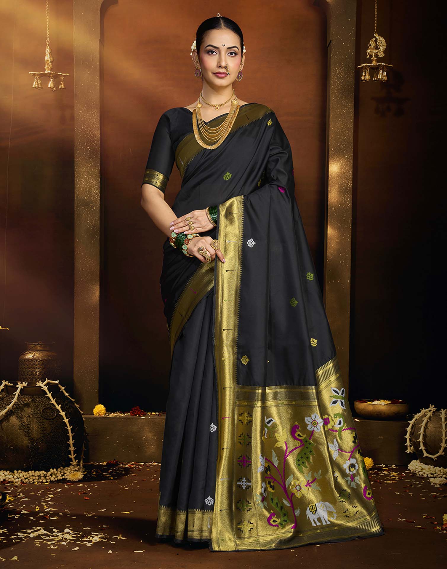Black Silk Woven Paithani Saree