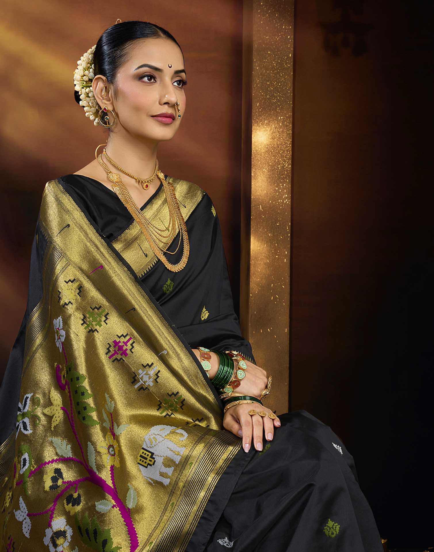 Black Silk Woven Paithani Saree