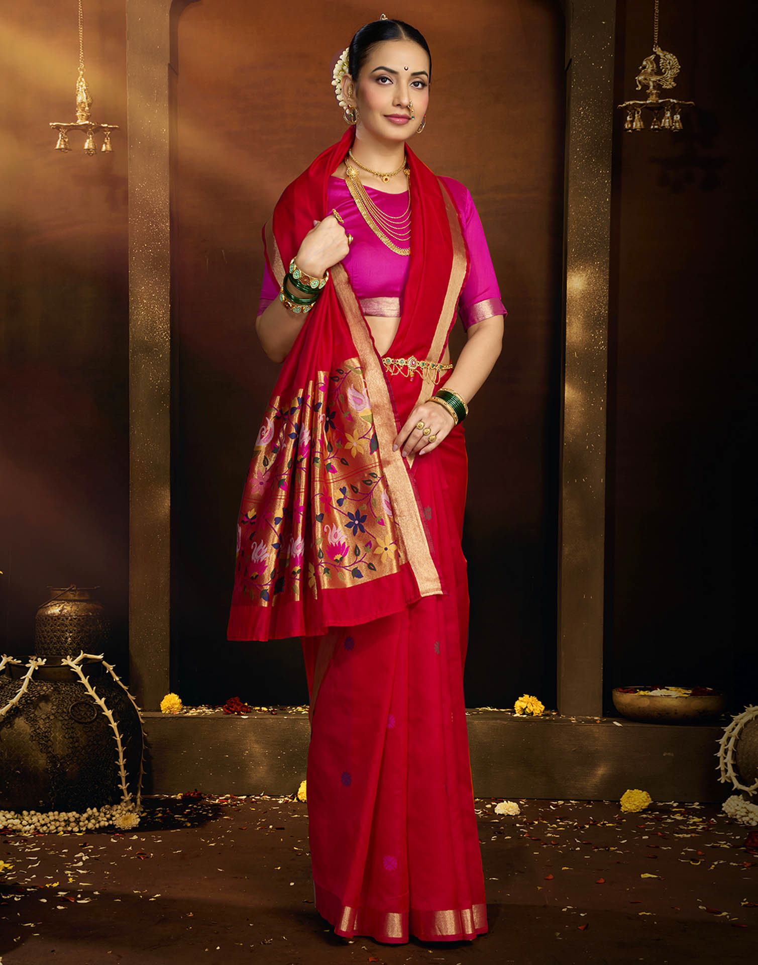 Red Silk Woven Paithani Saree