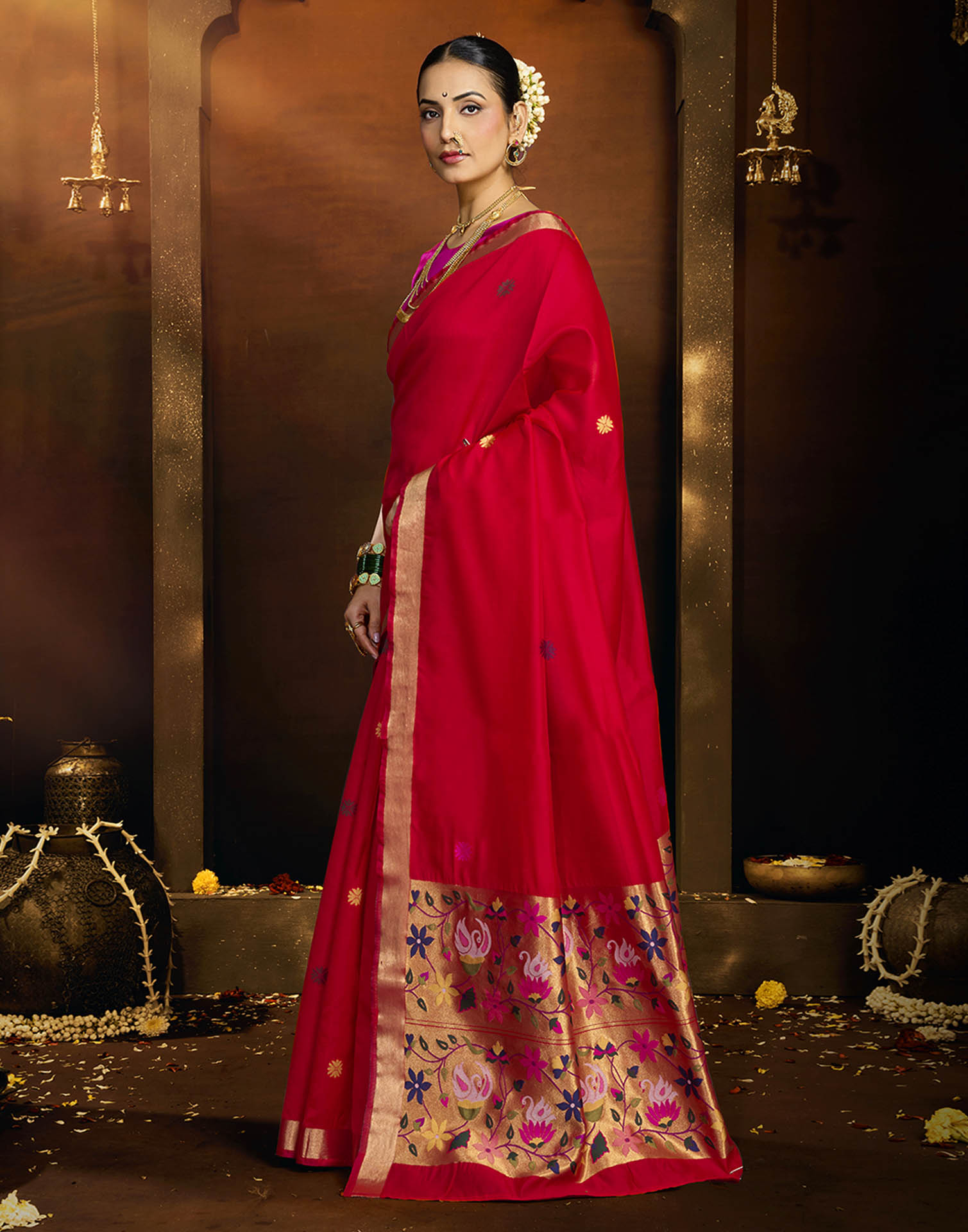 Red Silk Woven Paithani Saree
