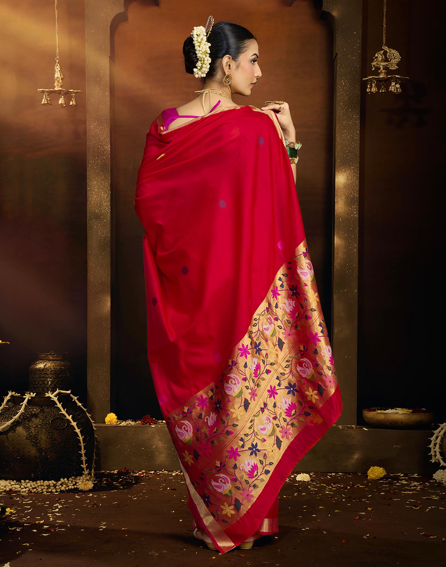 Red Silk Woven Paithani Saree