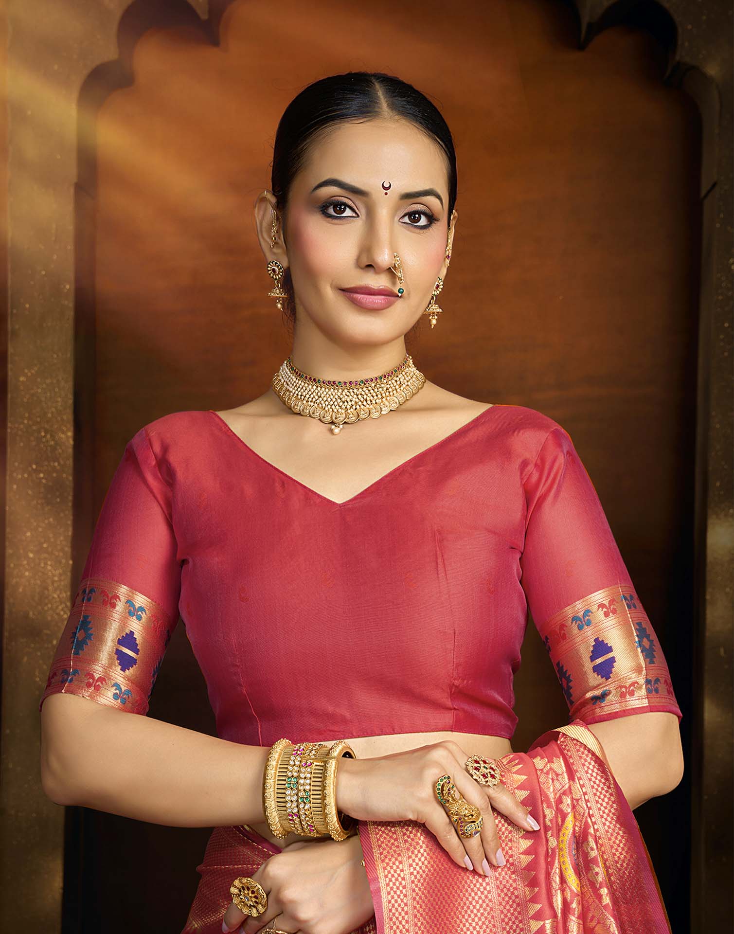 Orange Silk Woven Paithani Saree