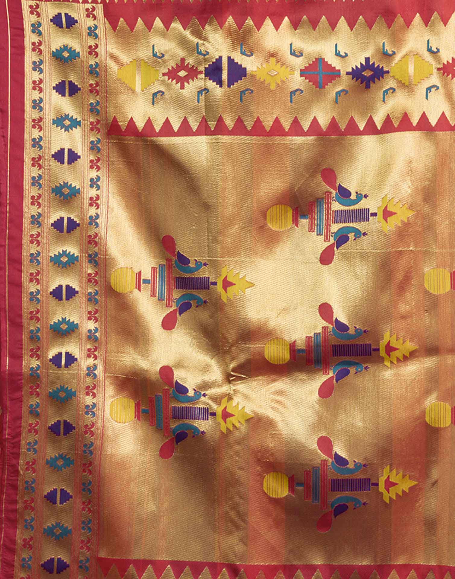 Orange Silk Woven Paithani Saree