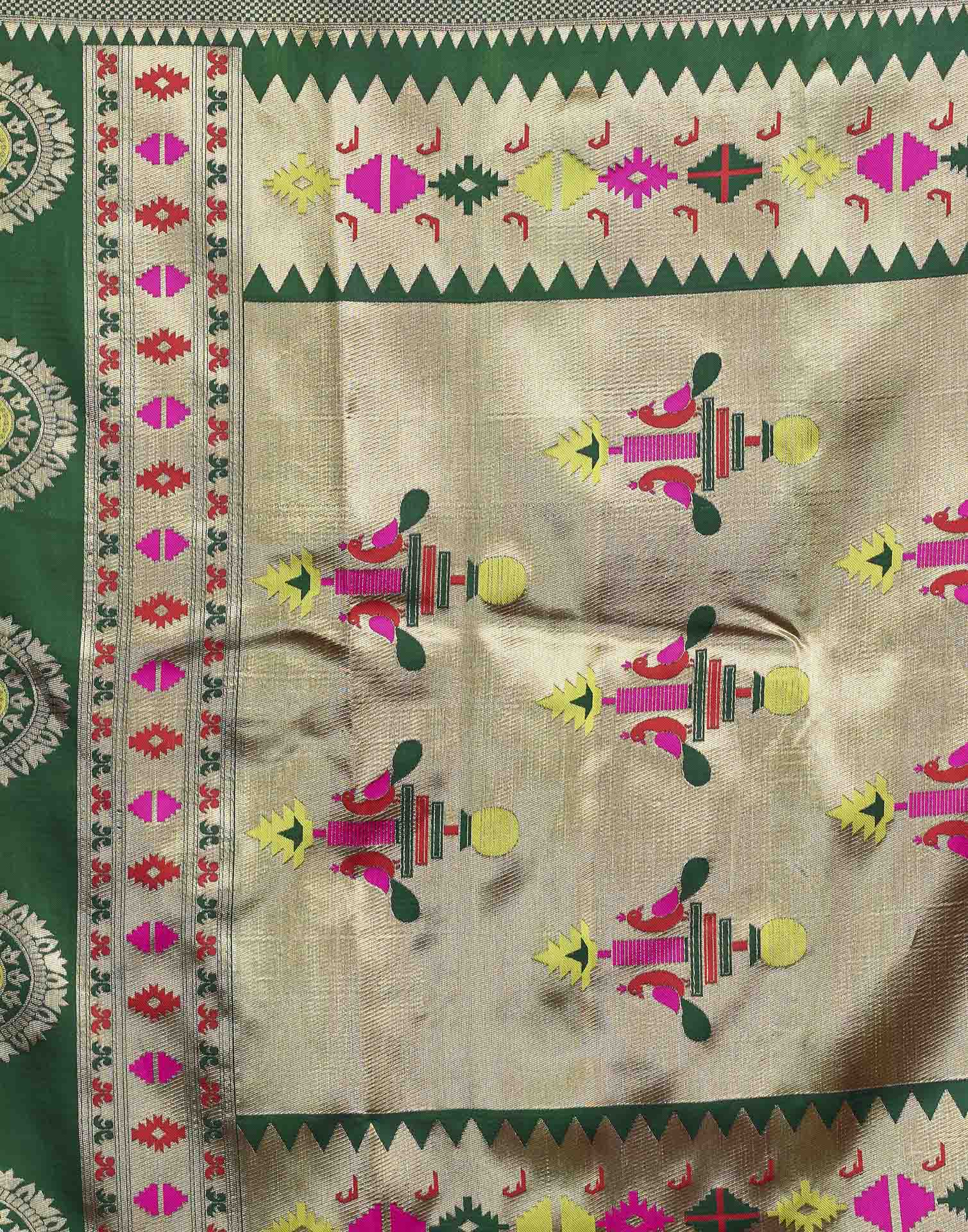 Dark Green Silk Woven Paithani Saree