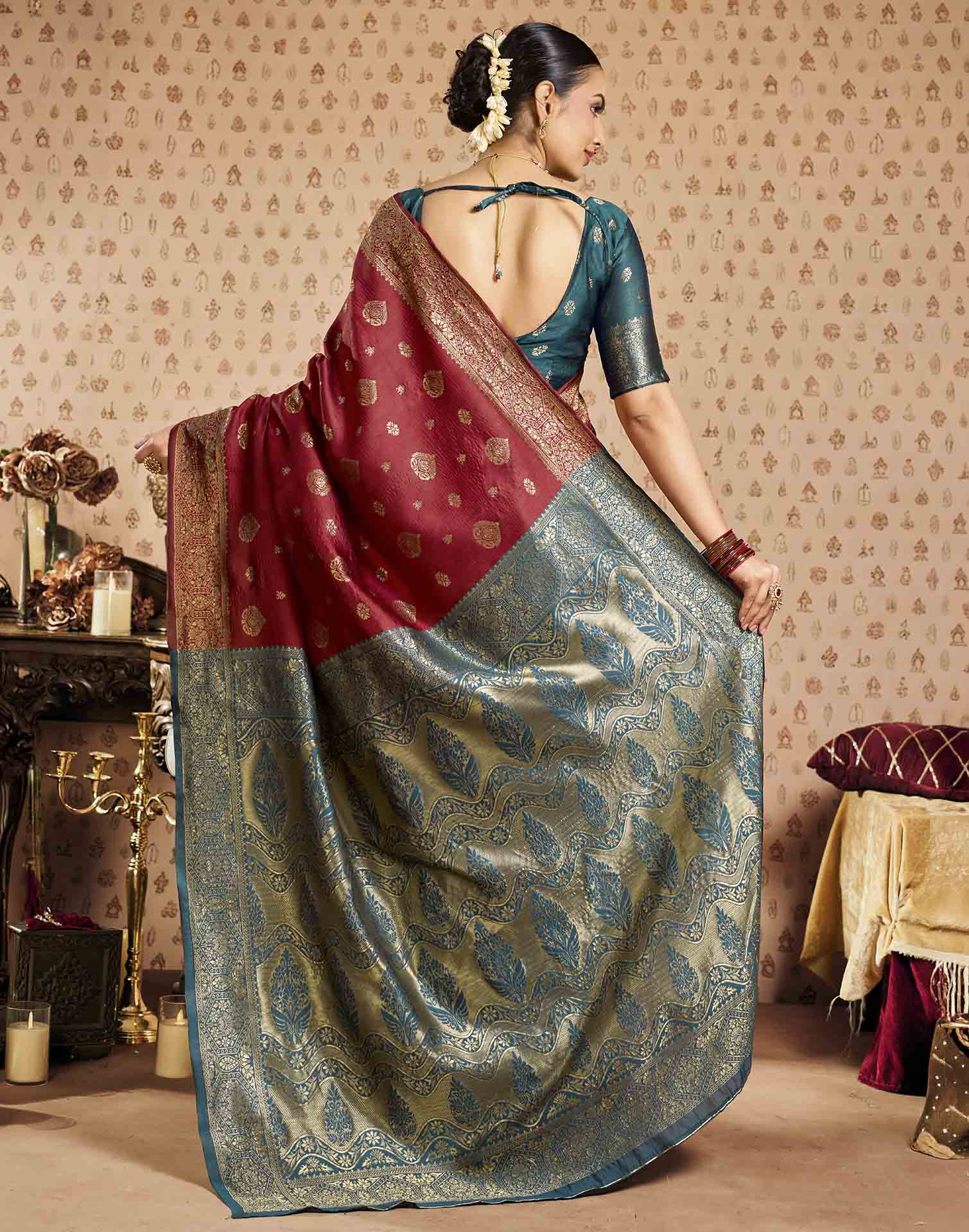 Red Silk Woven Banarasi Saree