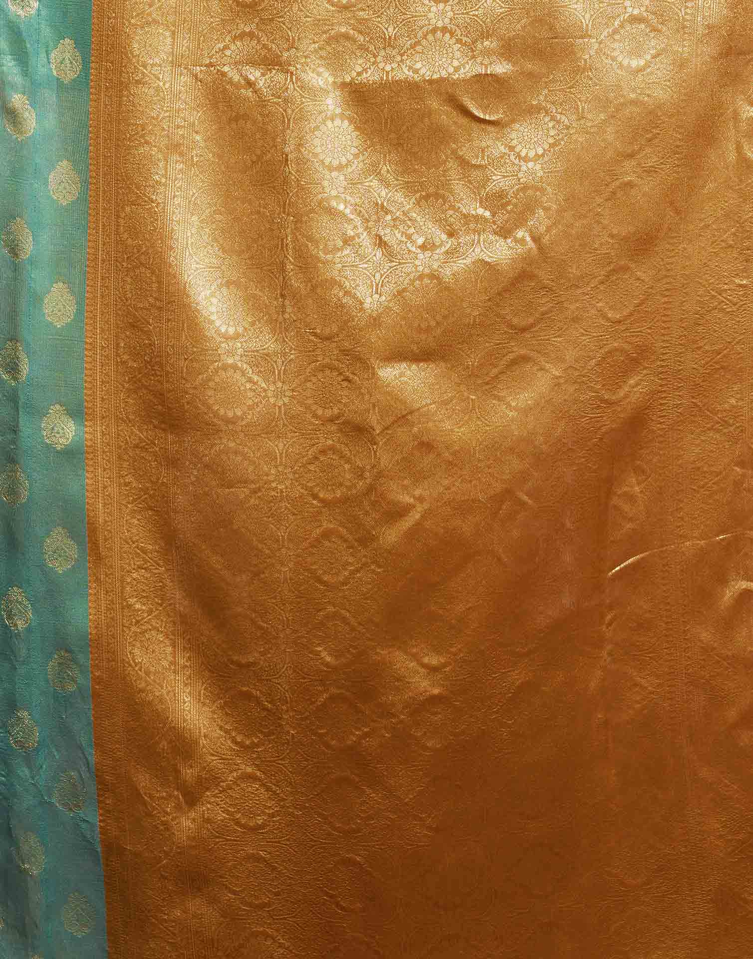 Rama Blue Silk Woven Banarasi Saree