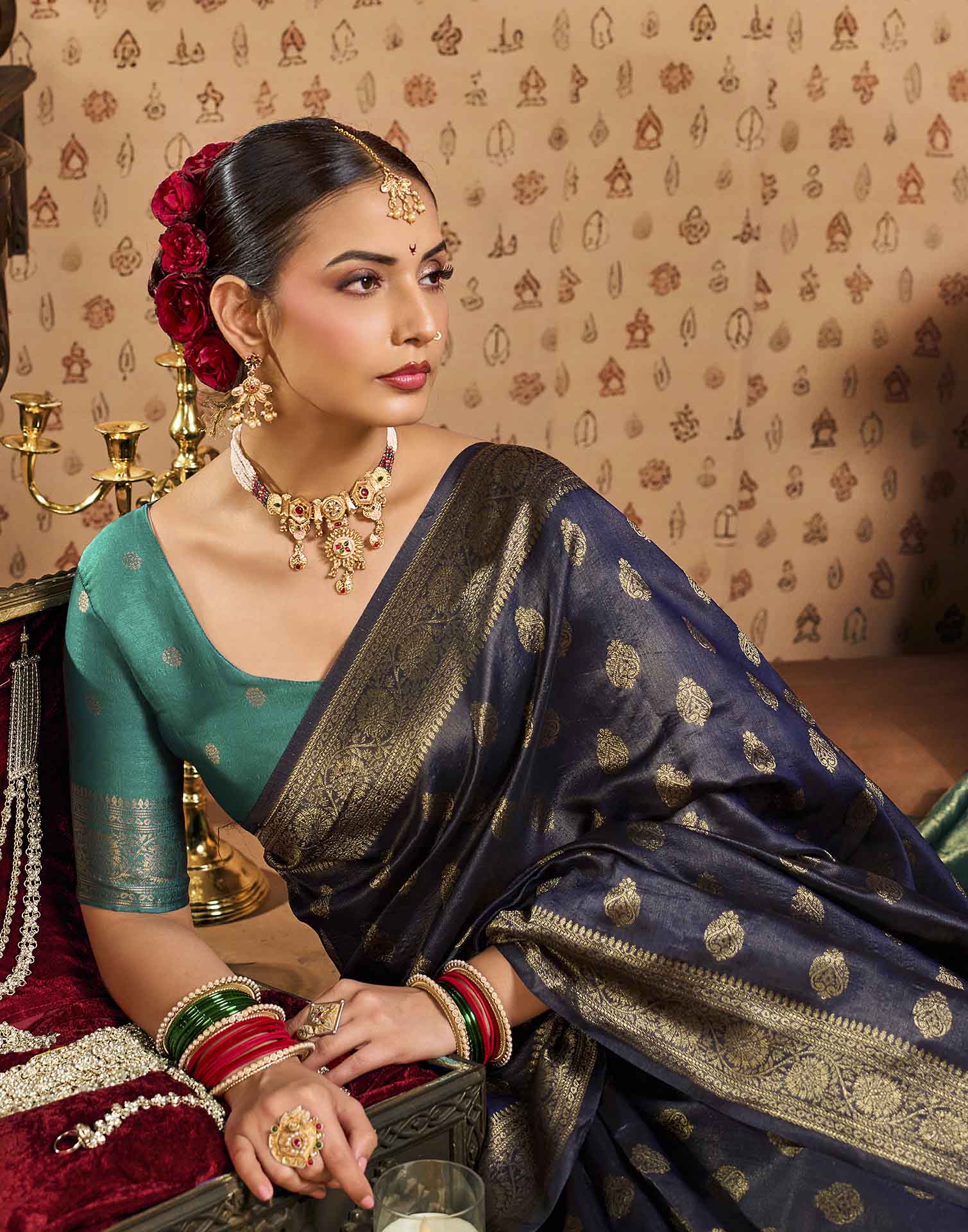 Black Silk Woven Banarasi Saree