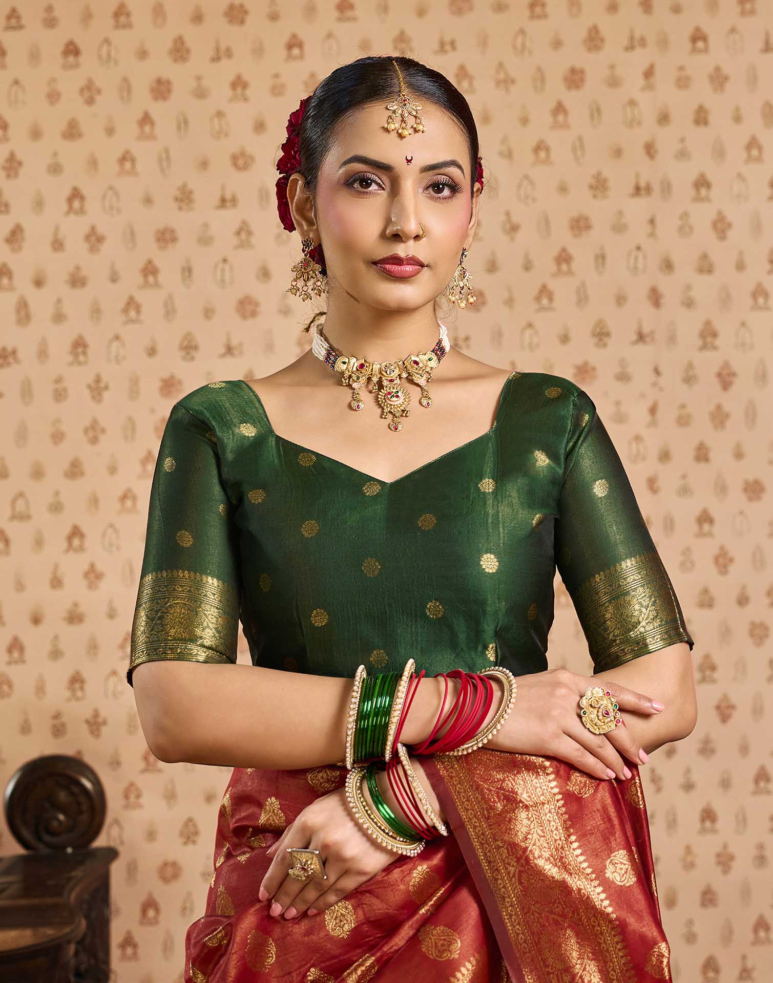 Red Silk Woven Banarasi Saree