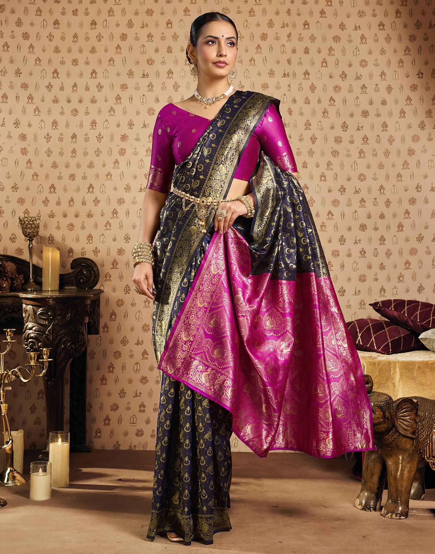 Black Silk Woven Paithani Saree