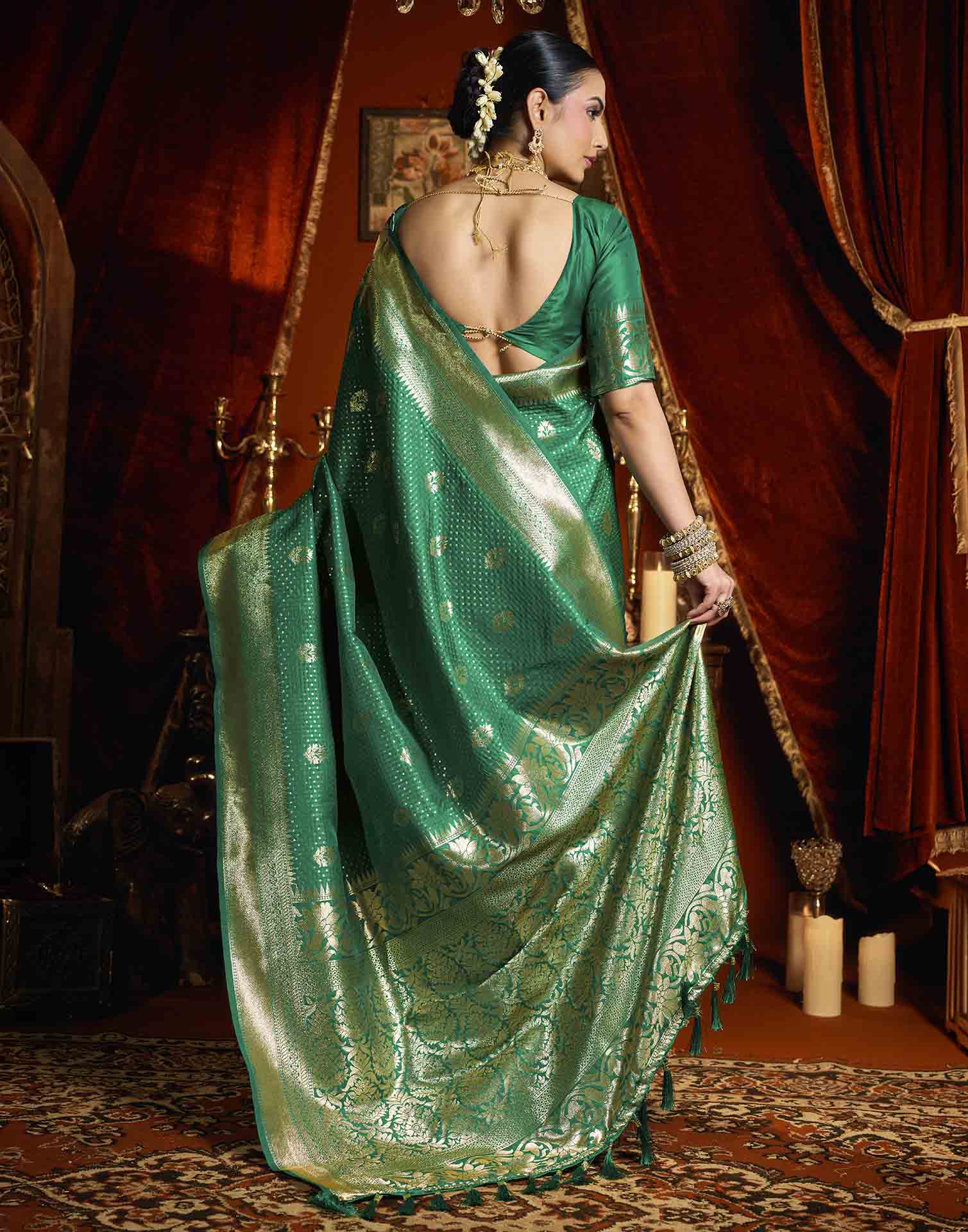 Green Silk Woven Banarasi Saree