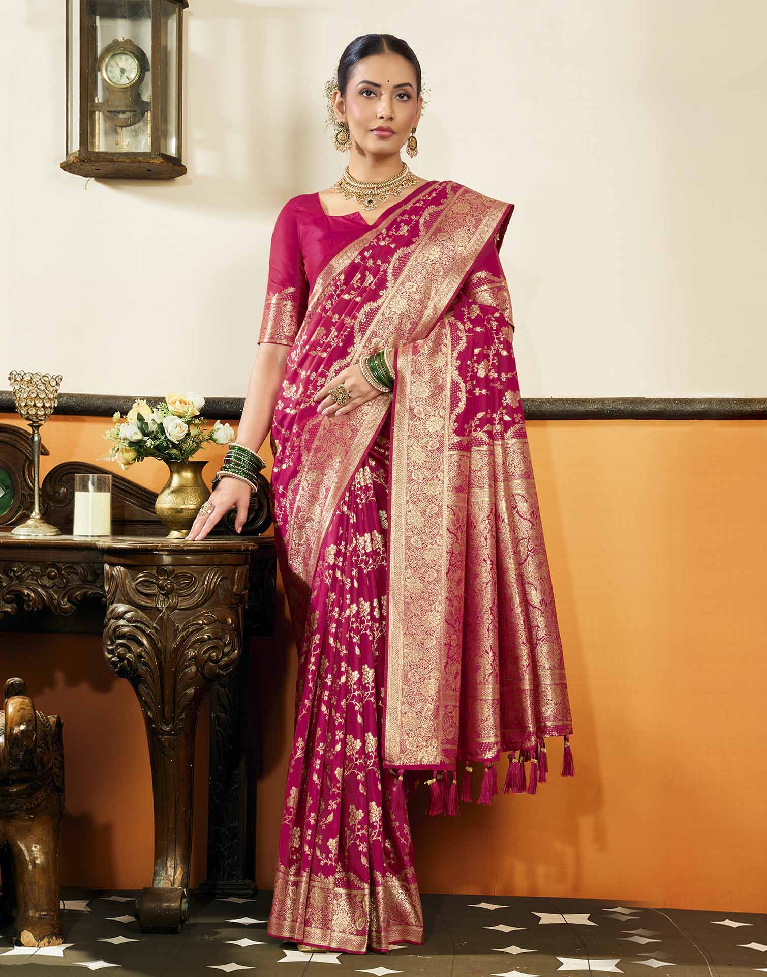 Red Silk Woven Banarasi Saree