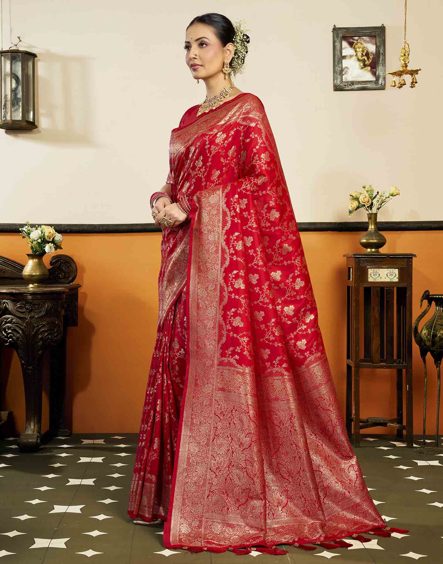 Red Silk Woven Banarasi Saree