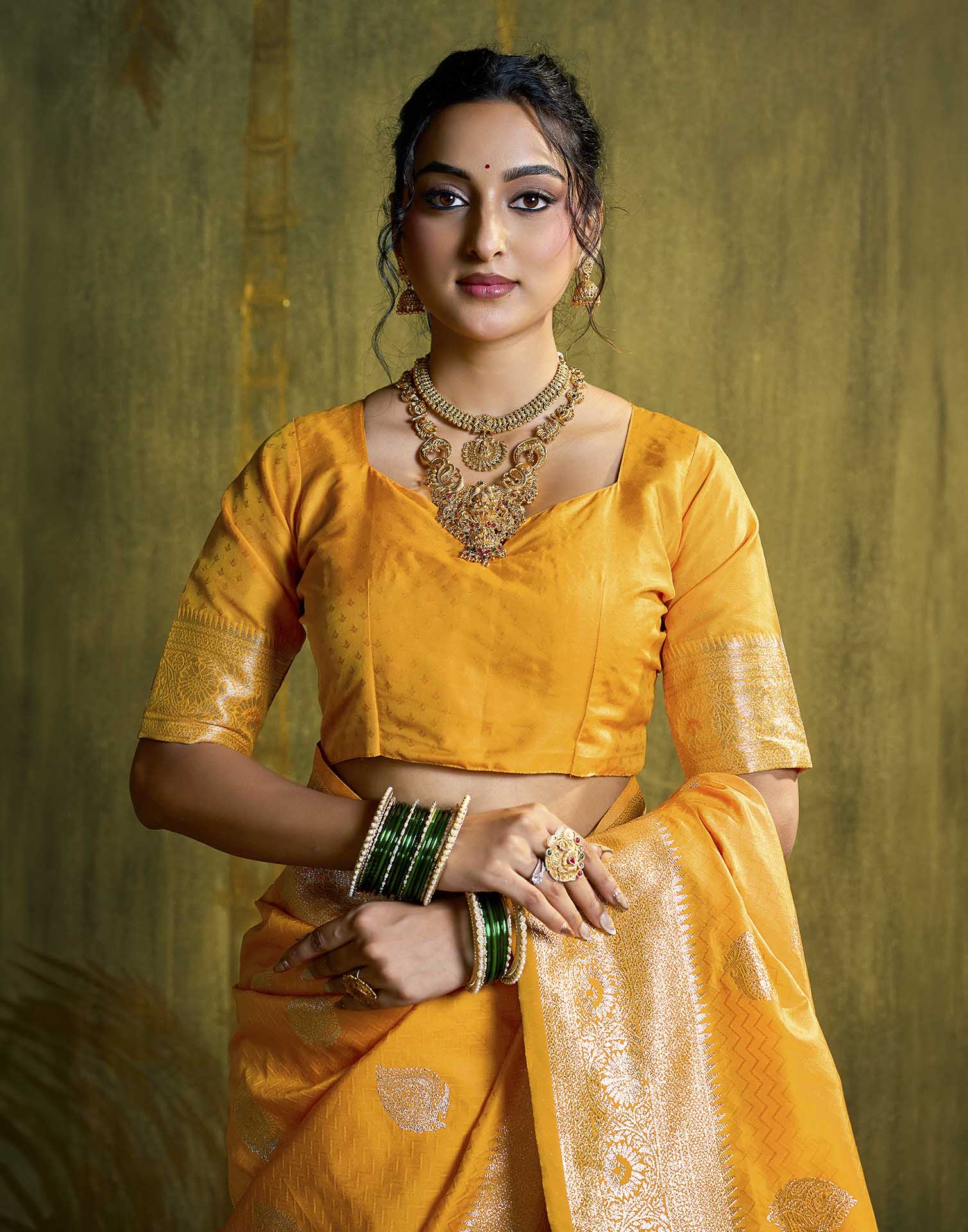 Yellow Silk Woven Banarasi Saree