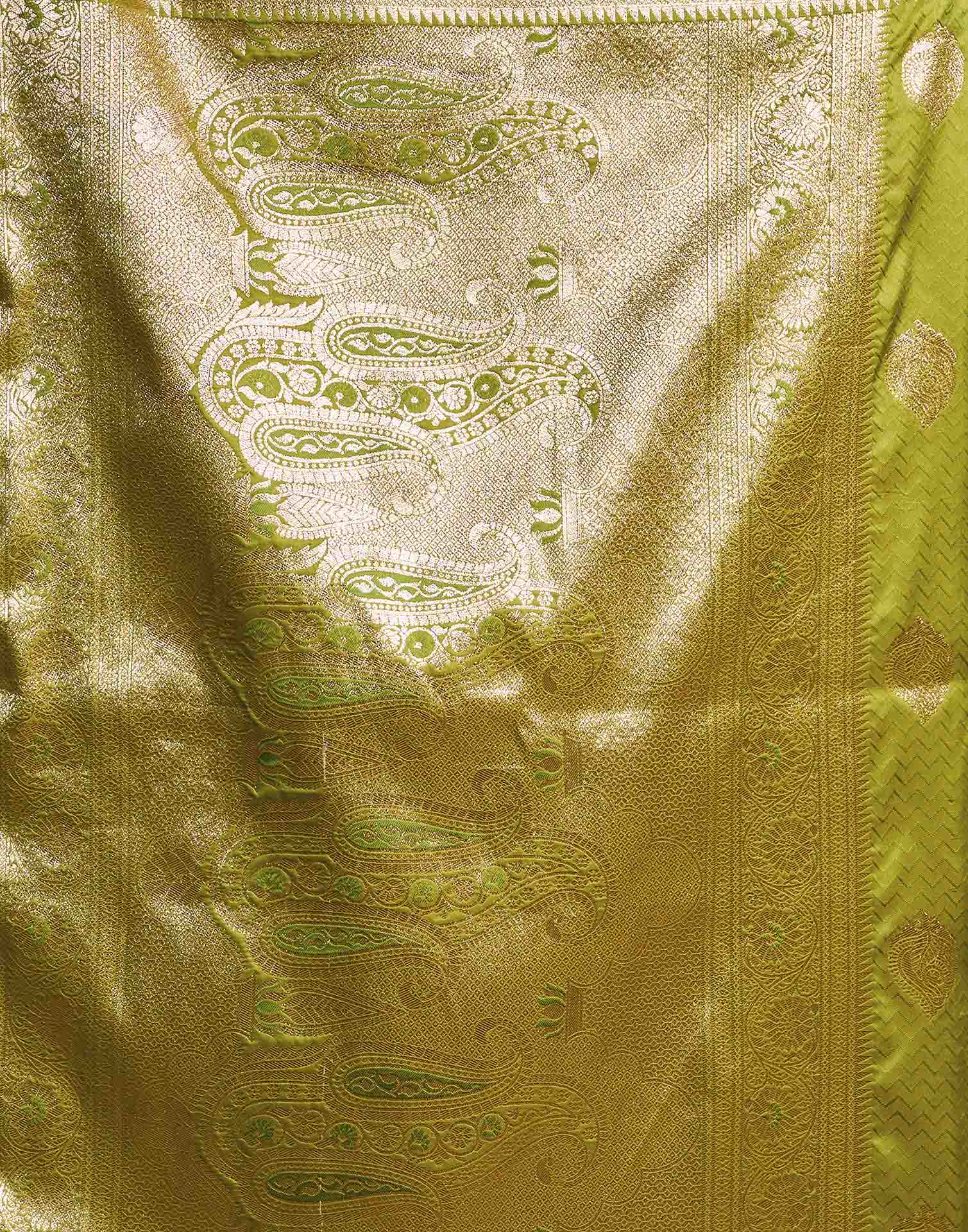 Parrot Green Silk Woven Banarasi Saree