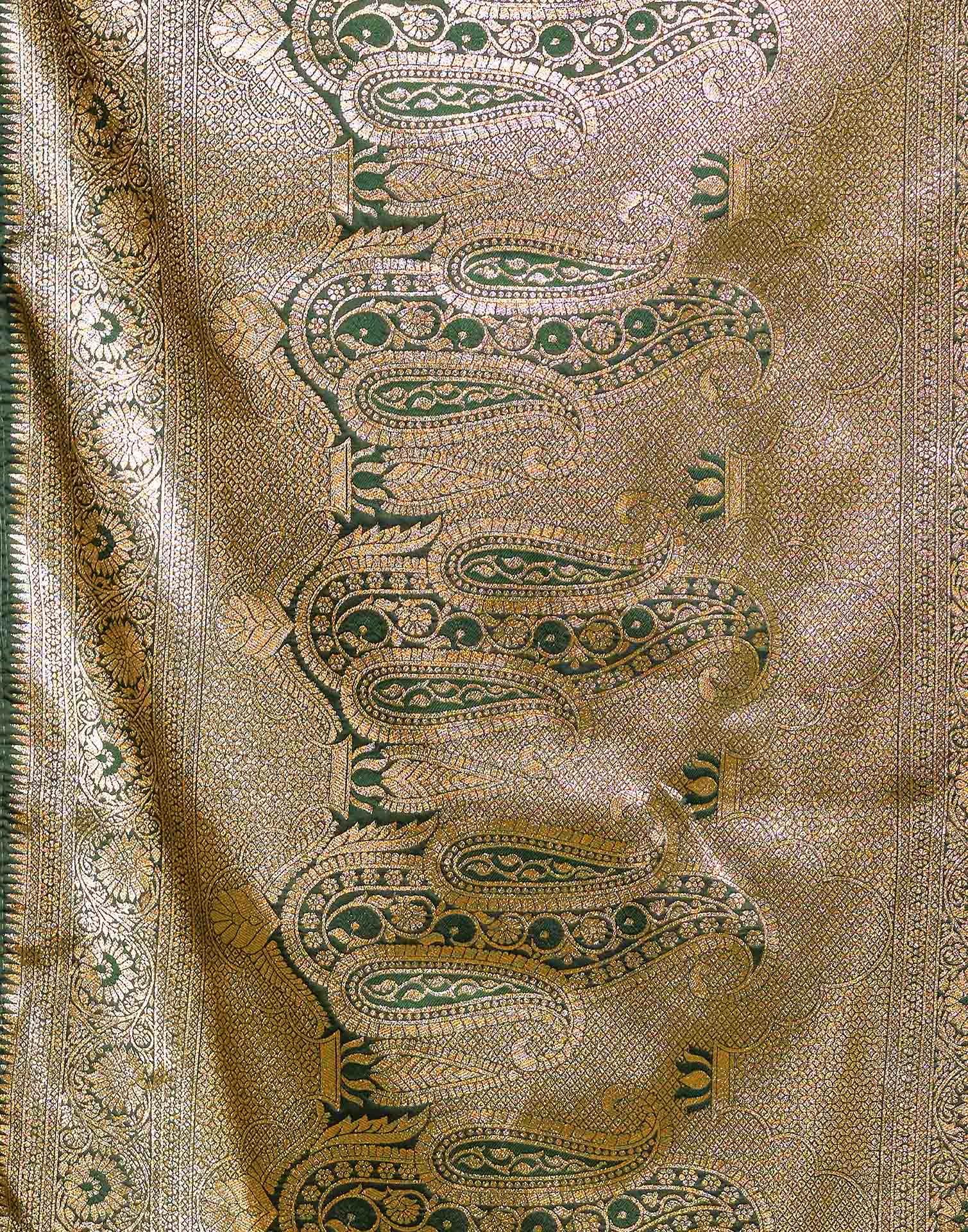 Dark Green Silk Woven Banarasi Saree