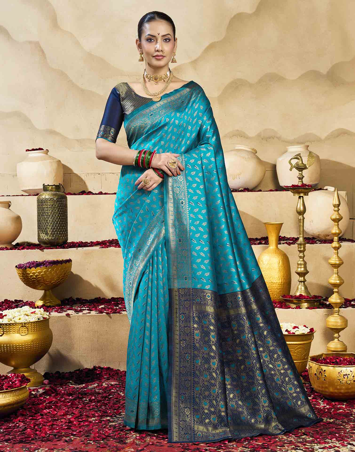 Blue Silk Woven Banarasi Saree