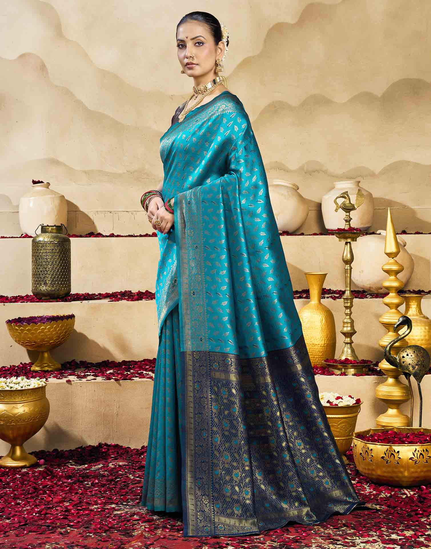 Blue Silk Woven Banarasi Saree