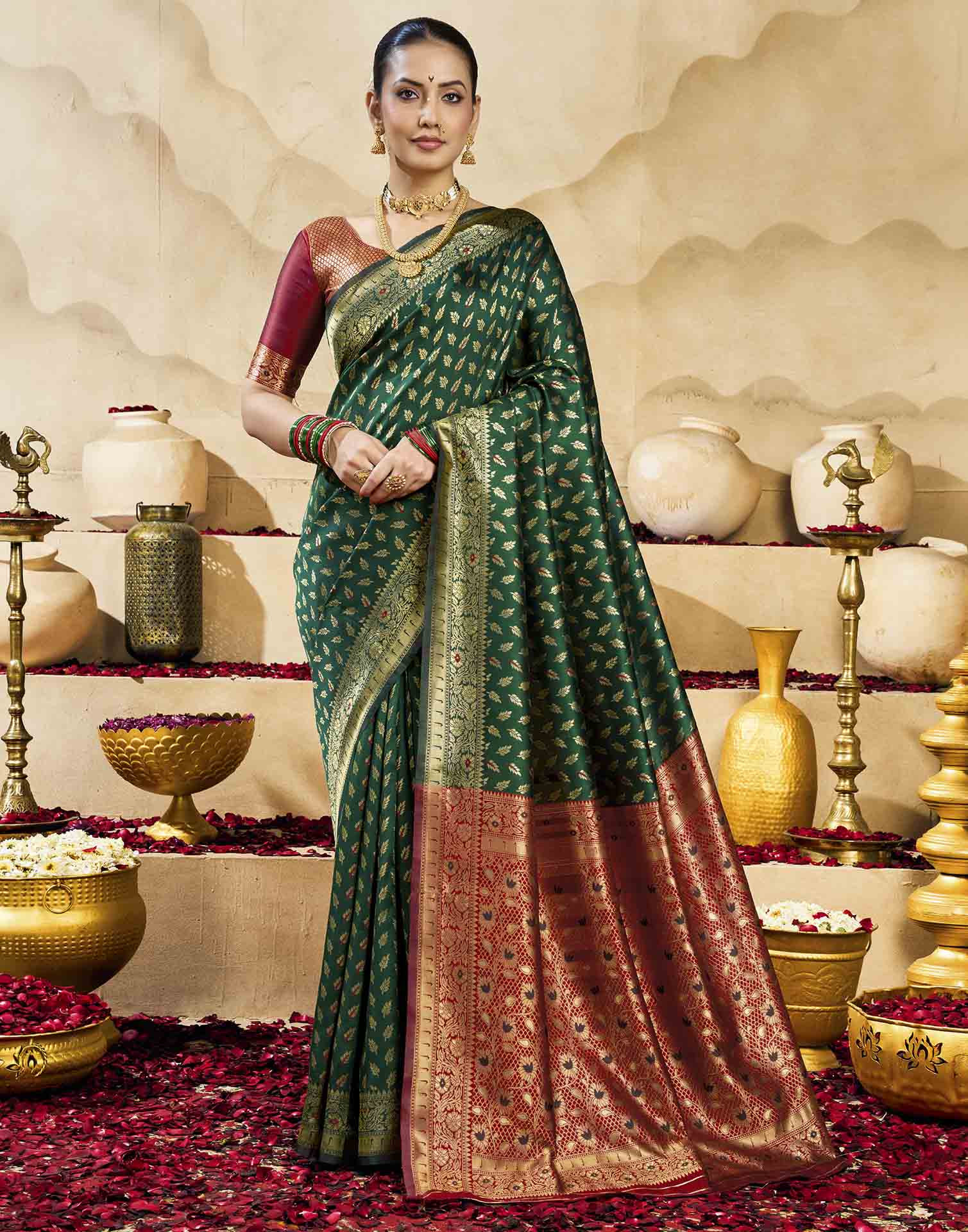 Green Silk Woven Banarasi Saree