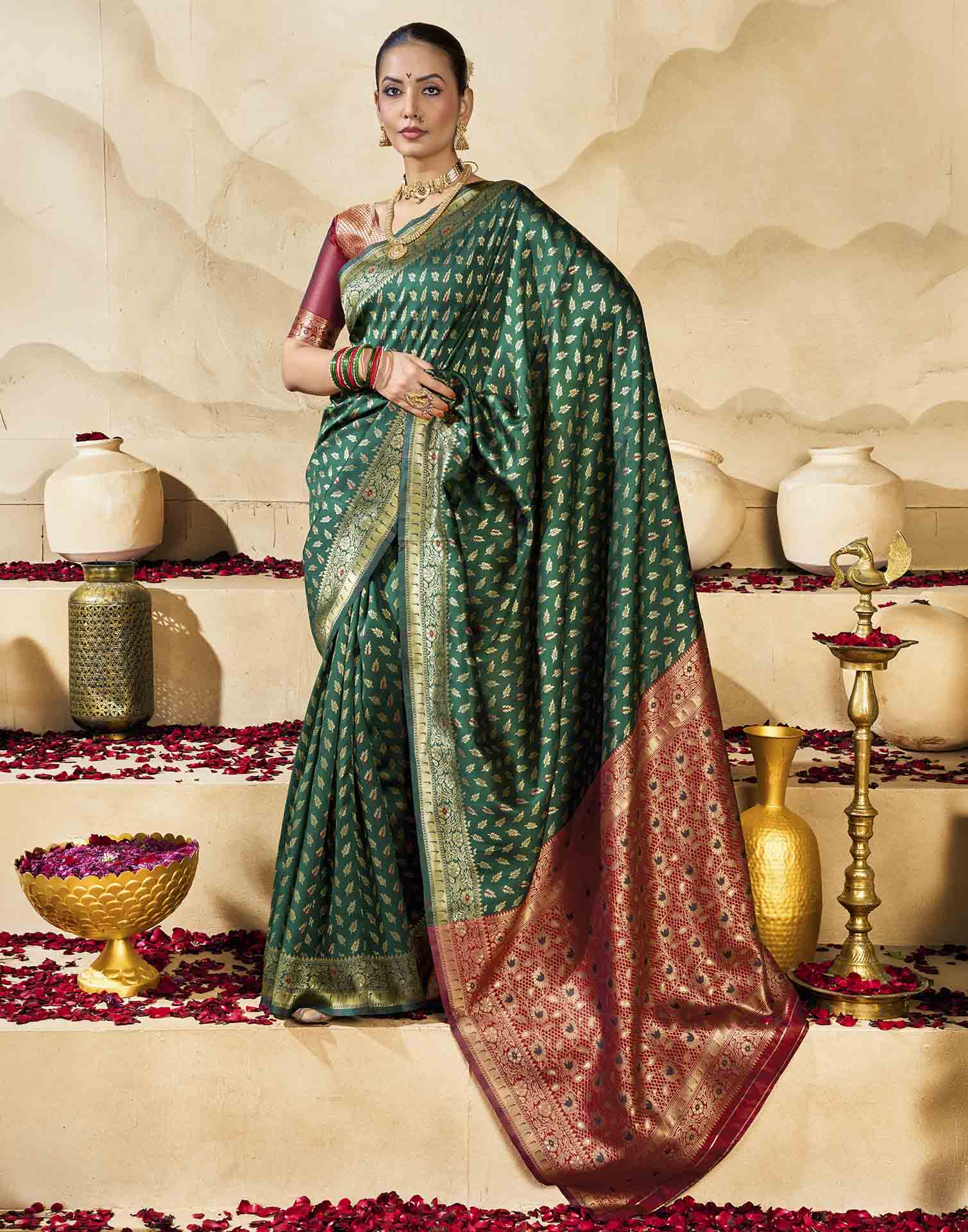 Green Silk Woven Banarasi Saree