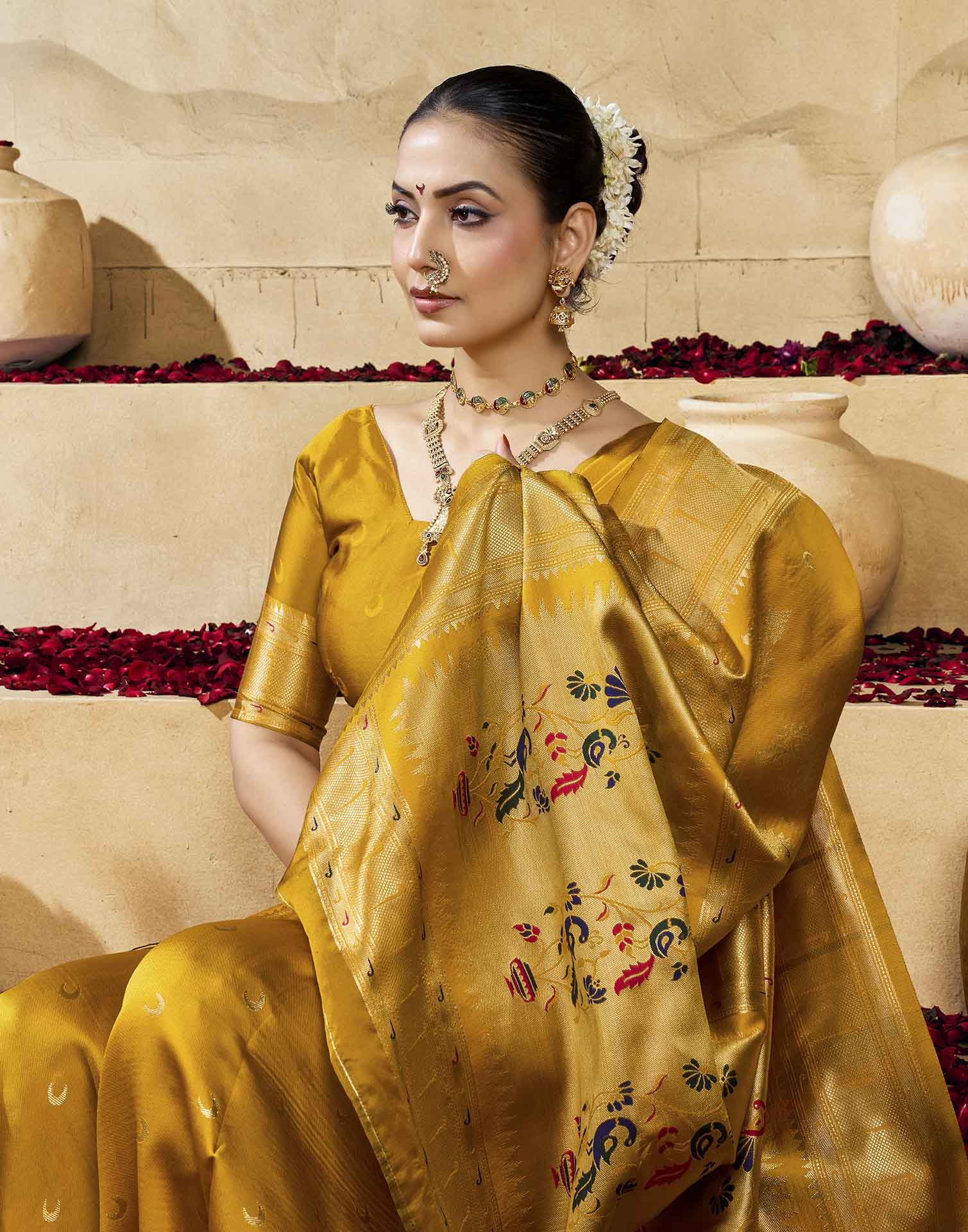 Yellow Silk Woven Paithani Saree